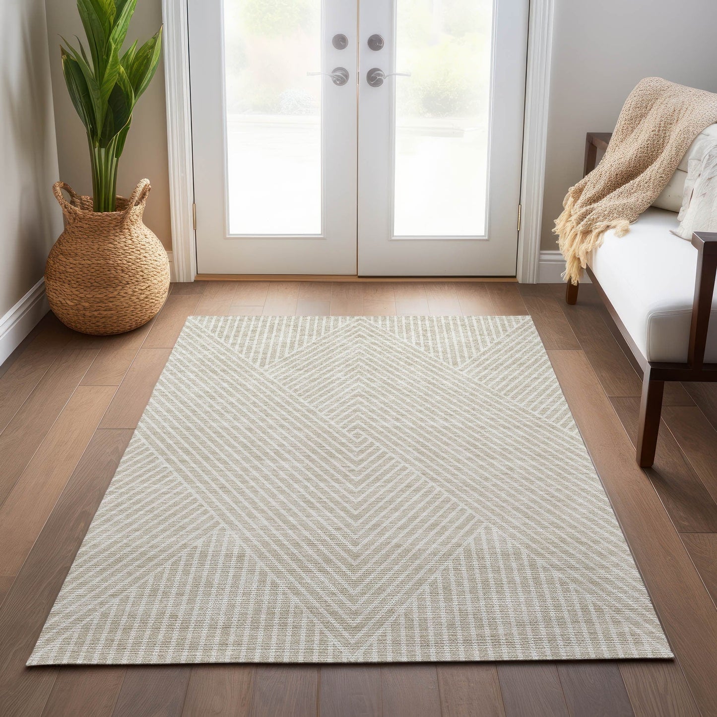 Tapis moderne Geo Chantille lavable en machine pour intérieur/extérieur