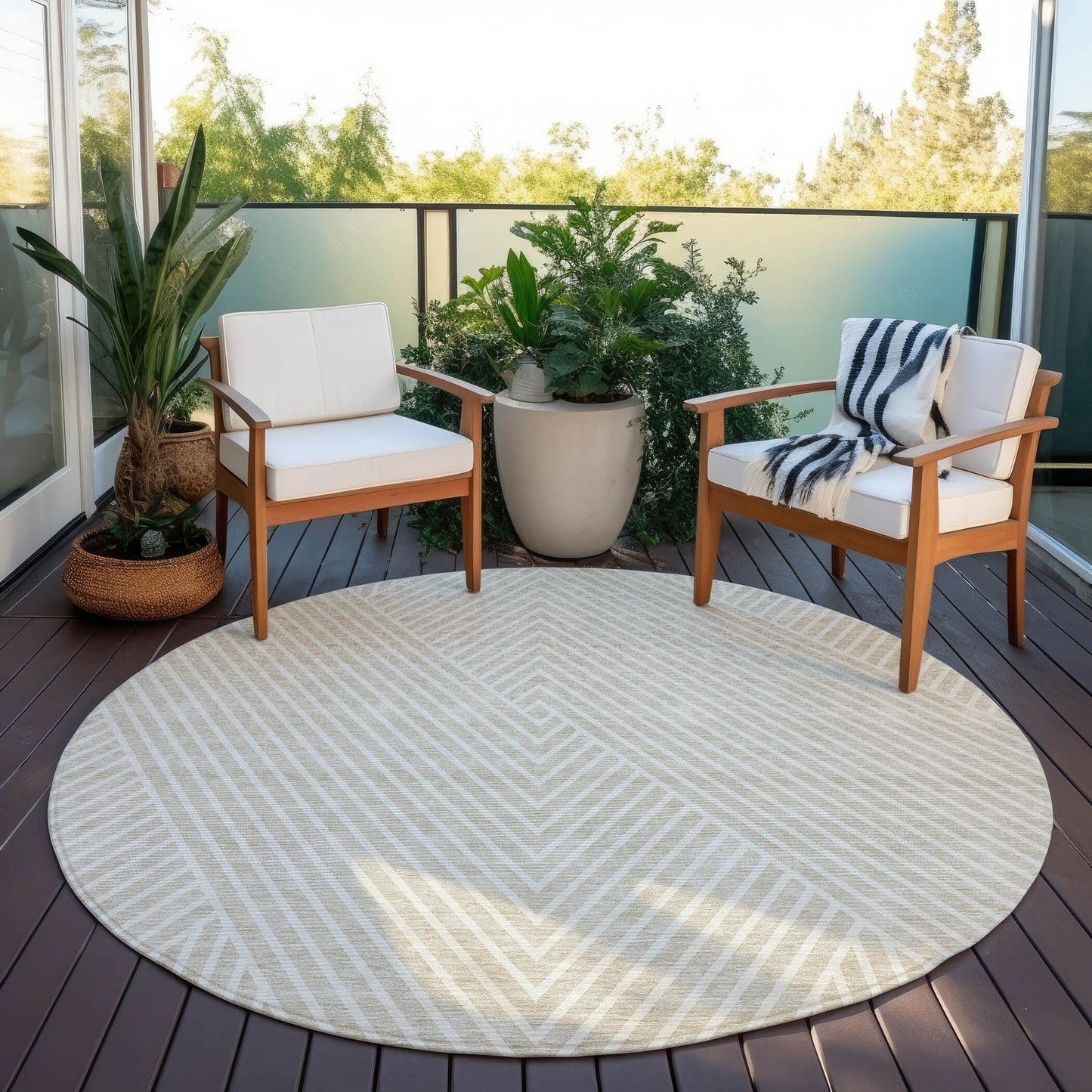 Tapis moderne Geo Chantille lavable en machine pour intérieur/extérieur