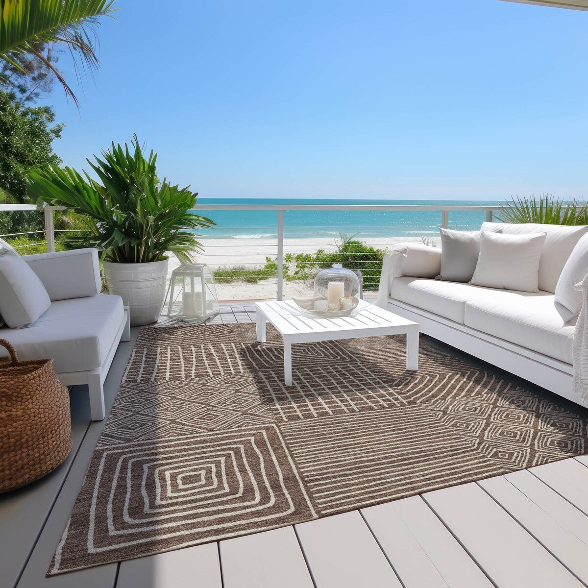 Tapis Chantille moderne en mosaïque lavable en machine pour intérieur/extérieur