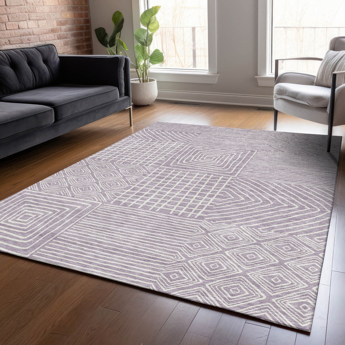 Tapis Chantille moderne en mosaïque lavable en machine pour intérieur/extérieur