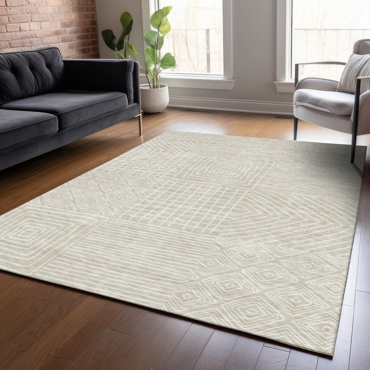 Tapis Chantille moderne en mosaïque lavable en machine pour intérieur/extérieur