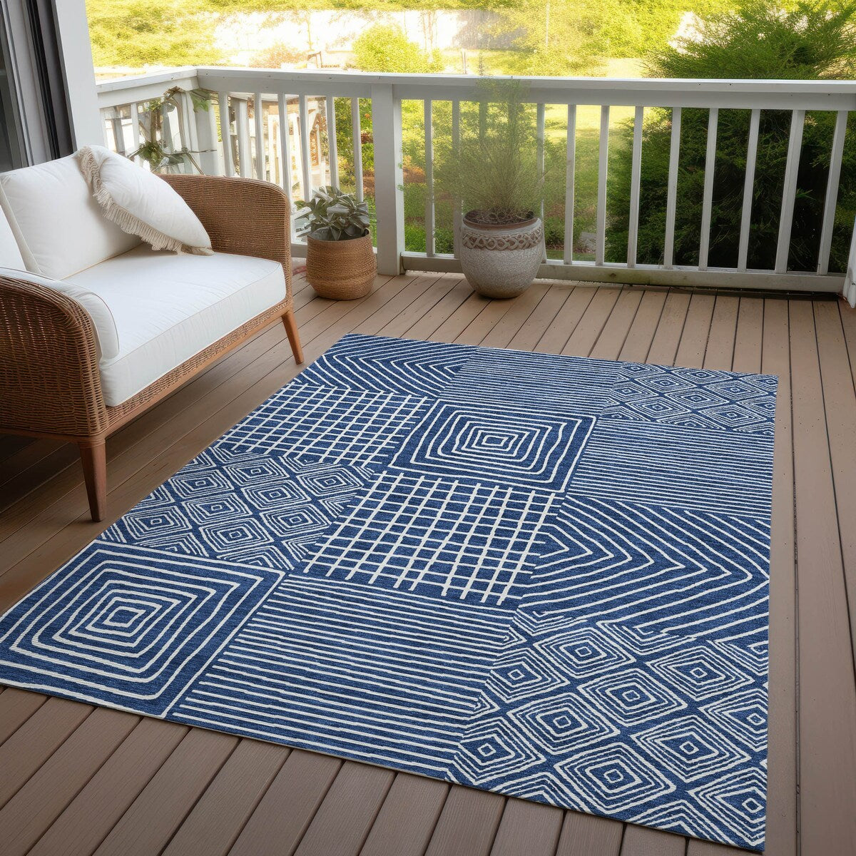 Tapis Chantille moderne en mosaïque lavable en machine pour intérieur/extérieur
