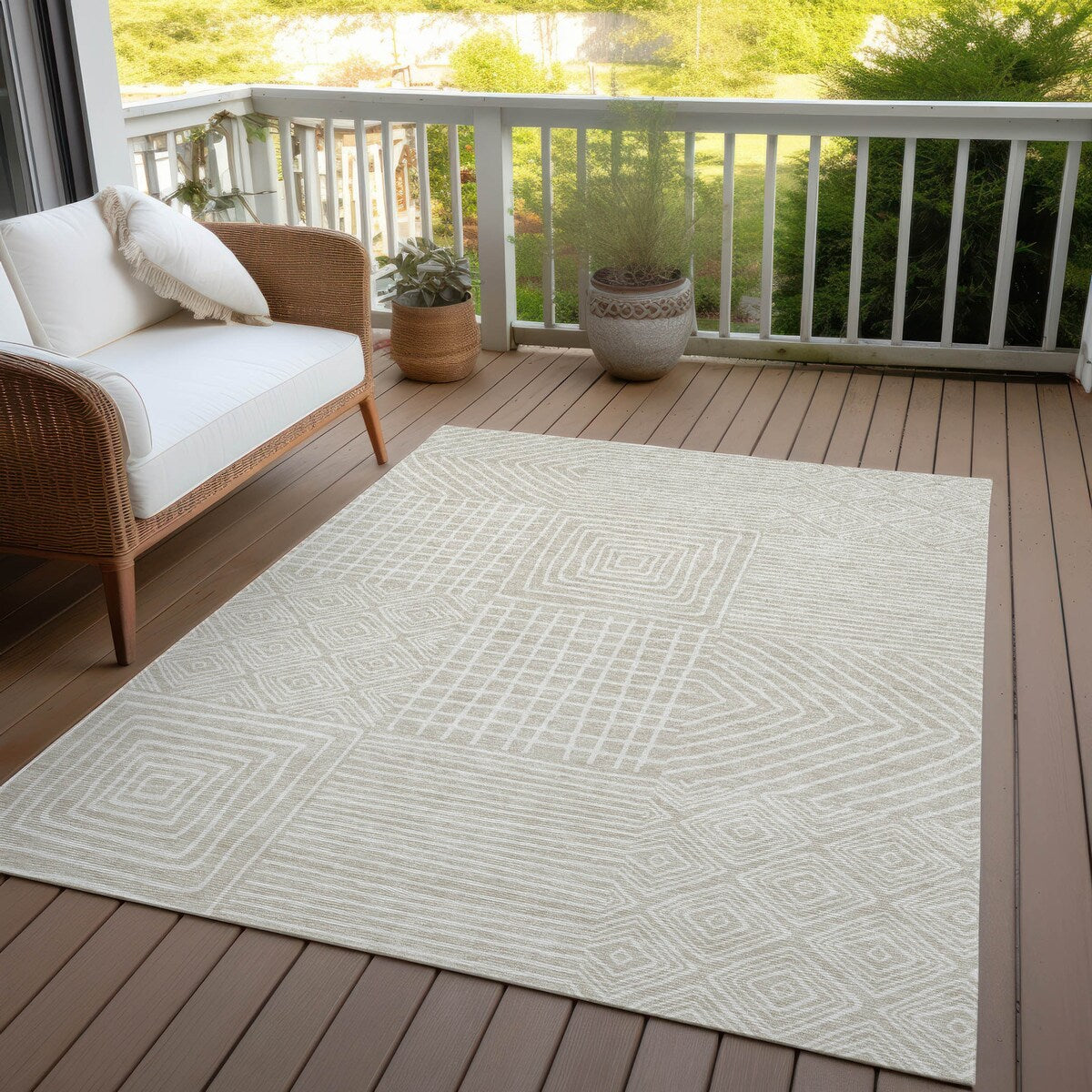 Tapis Chantille moderne en mosaïque lavable en machine pour intérieur/extérieur