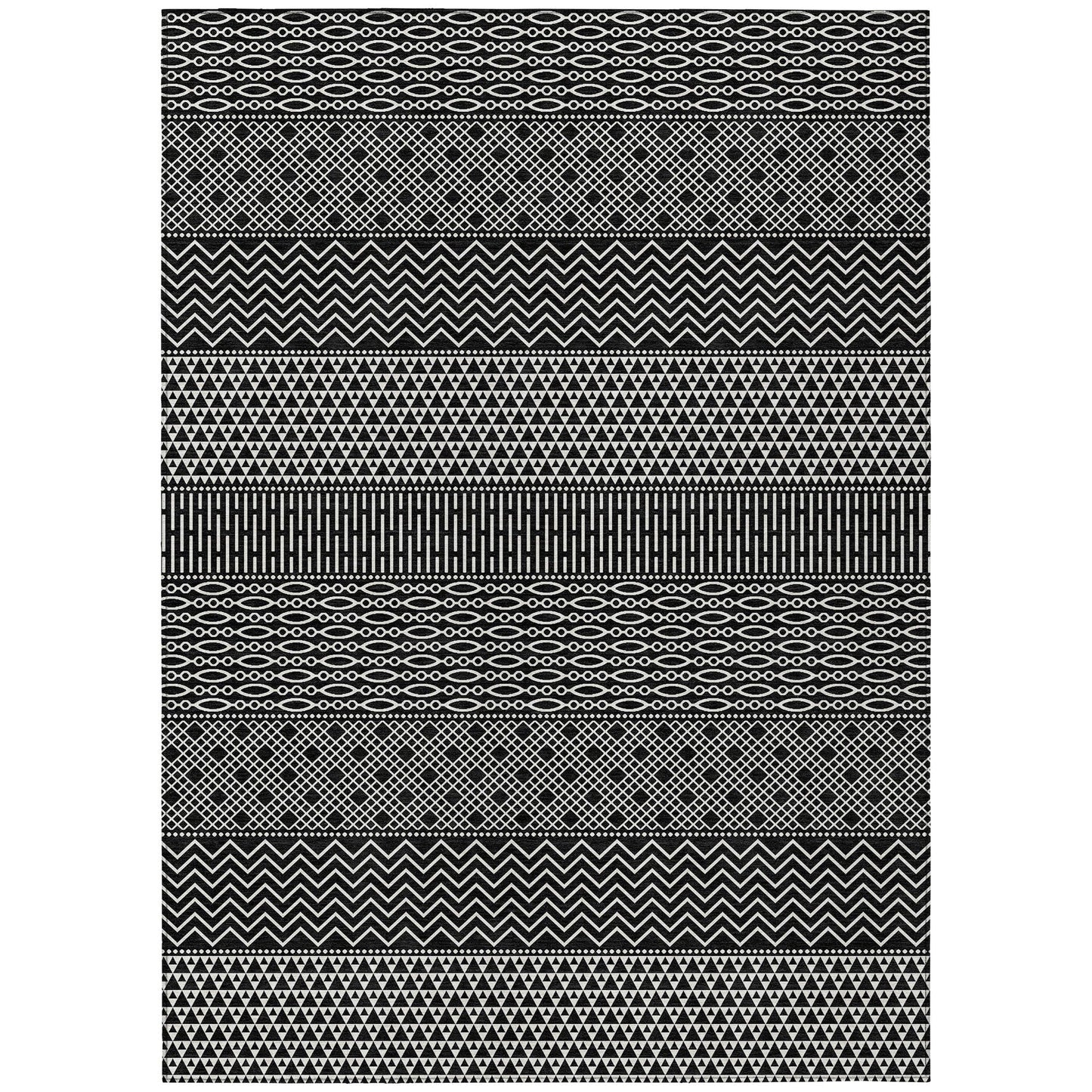 Tapis Chantille moderne à rayures lavable en machine pour intérieur/extérieur