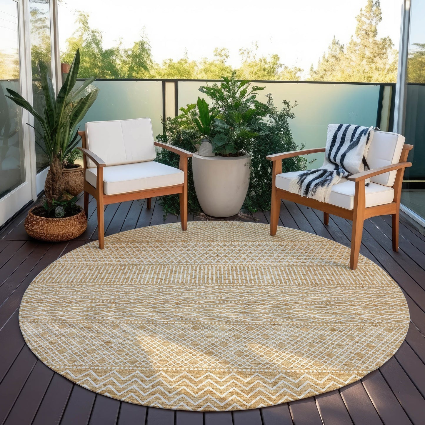 Tapis Chantille moderne à rayures lavable en machine pour intérieur/extérieur