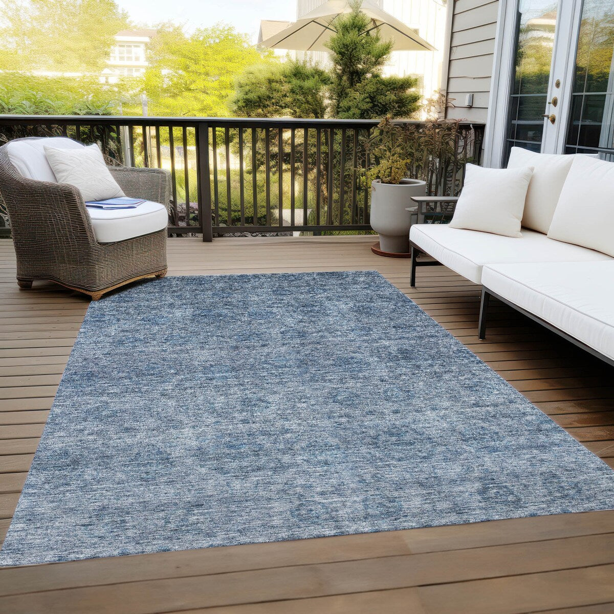 Tapis Chantille damassé ombré lavable en machine pour intérieur/extérieur