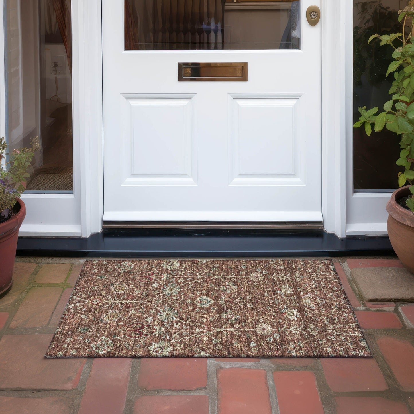 Tapis traditionnel Kashan Chantille lavable en machine pour intérieur/extérieur