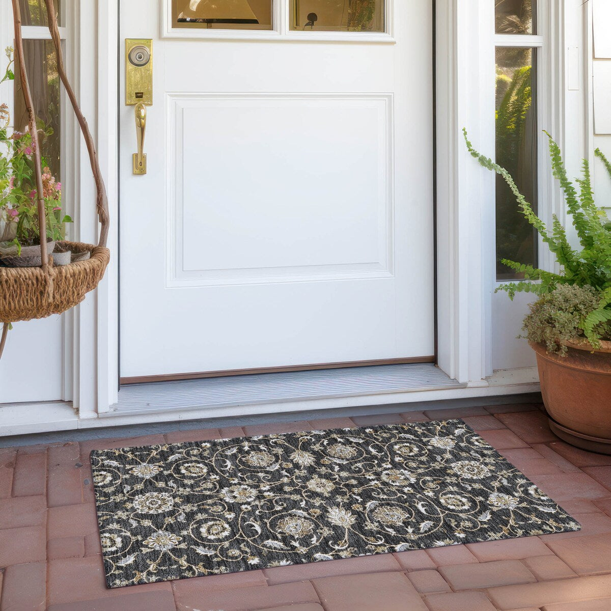 Tapis traditionnel Kashan Chantille lavable en machine pour intérieur/extérieur