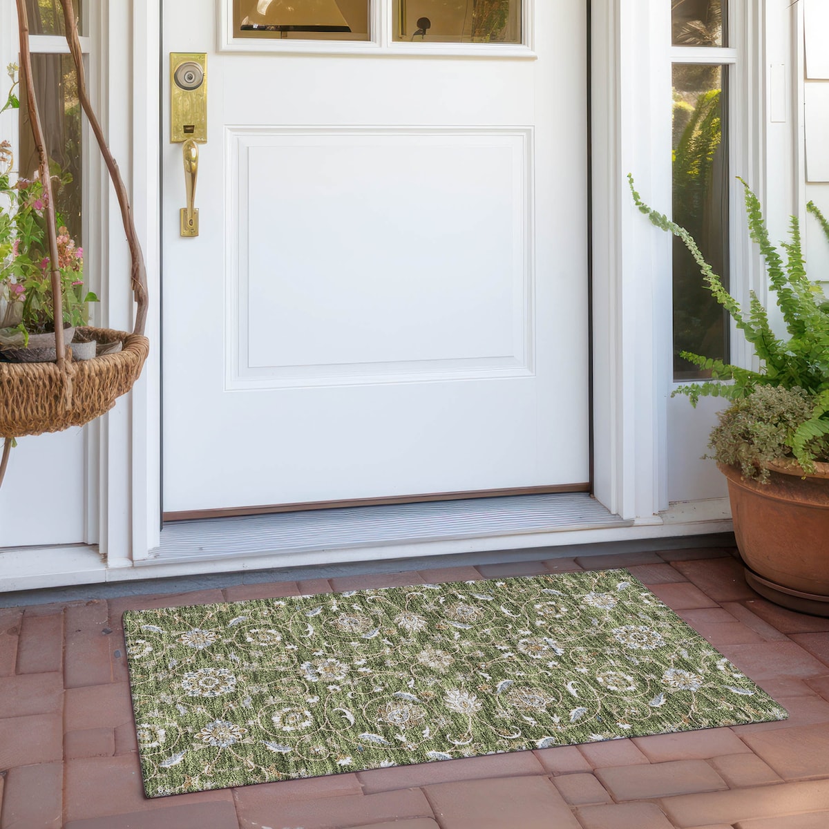 Tapis traditionnel Kashan Chantille lavable en machine pour intérieur/extérieur