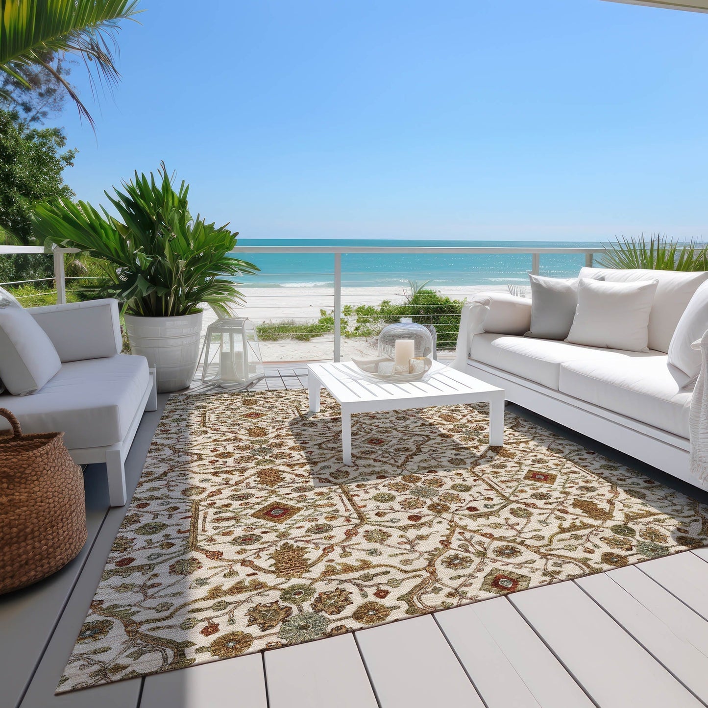 Tapis persan traditionnel Chantille lavable en machine pour intérieur/extérieur