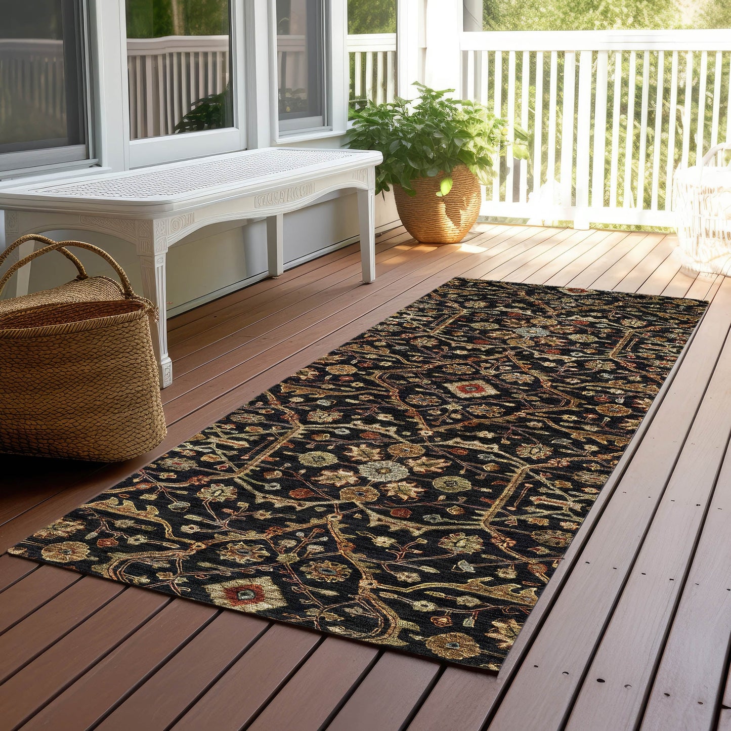 Tapis persan traditionnel Chantille lavable en machine pour intérieur/extérieur