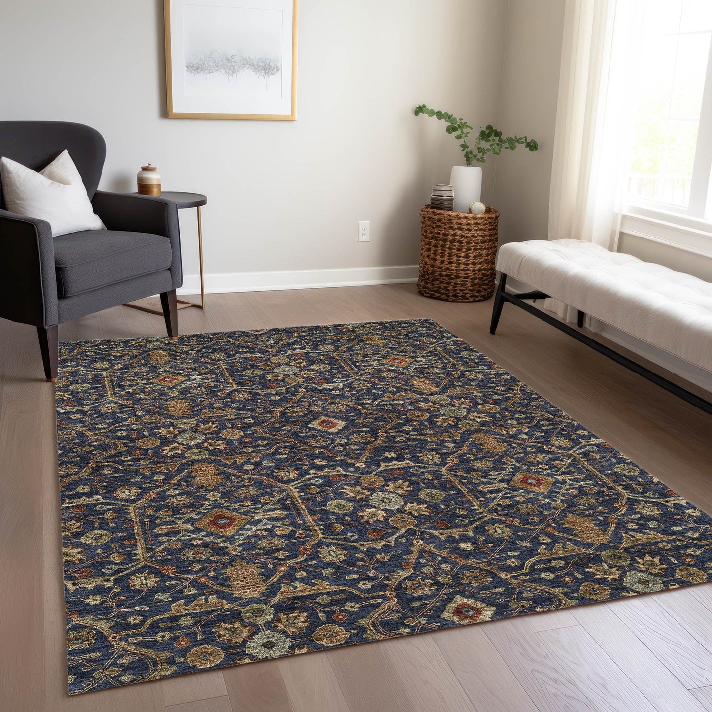 Tapis persan traditionnel Chantille lavable en machine pour intérieur/extérieur