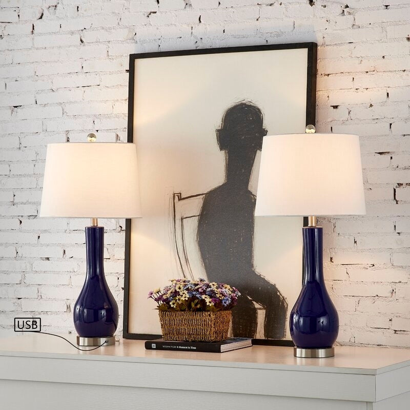 Ensemble de lampes de table en céramique 28,5 avec port USB (lot de 2)
