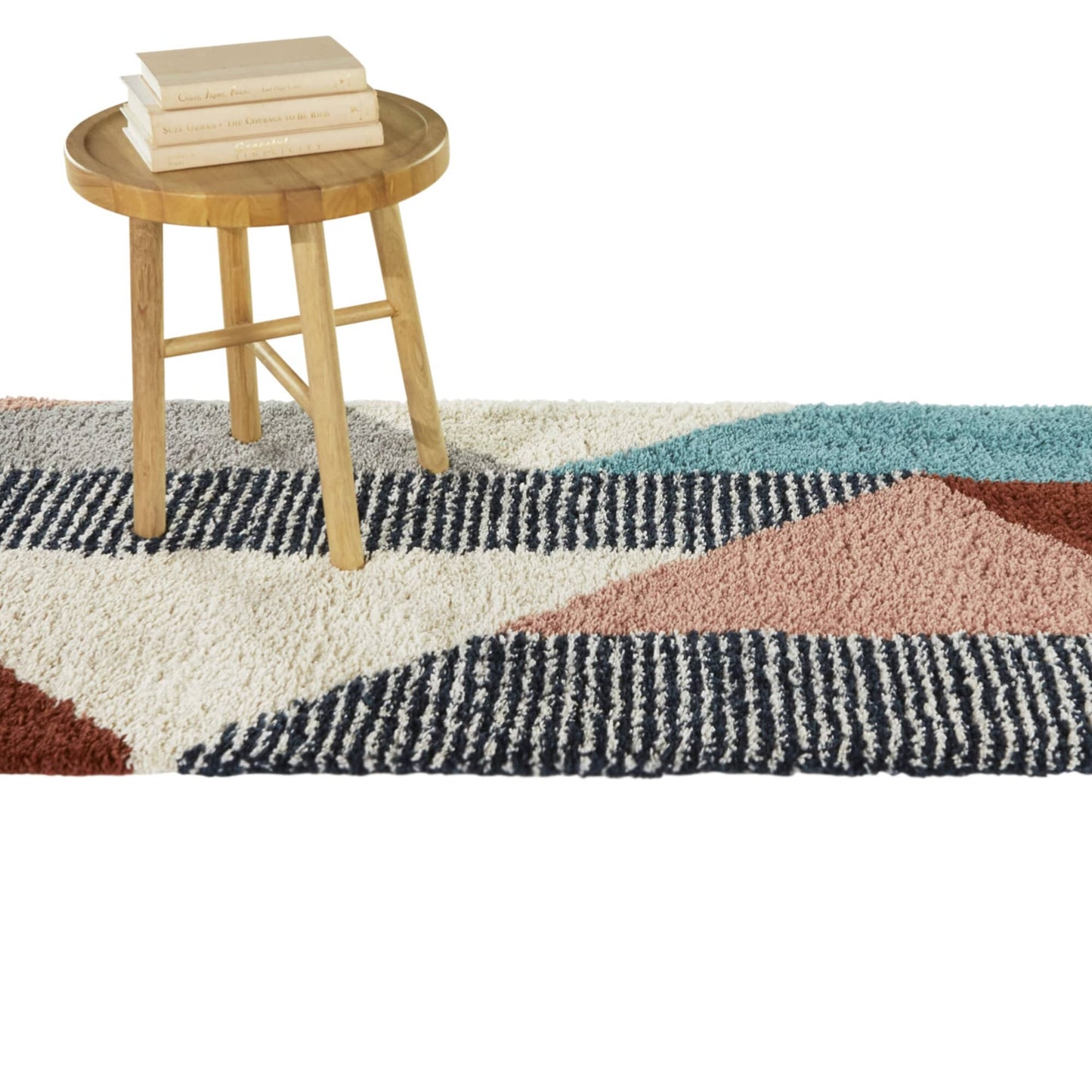 Tapis à poils longs Merril de style moderne du milieu du siècle, à blocs de couleurs