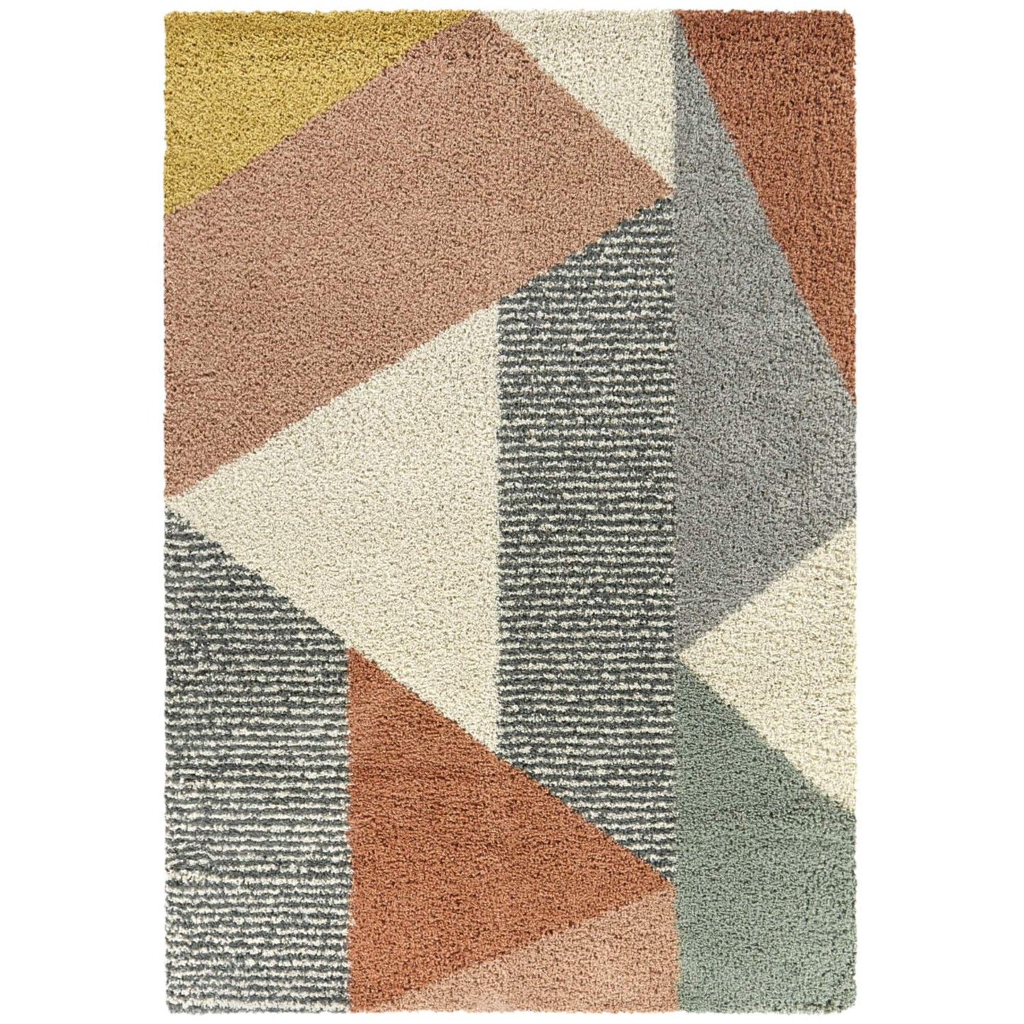 Tapis à poils longs Merril de style moderne du milieu du siècle, à blocs de couleurs