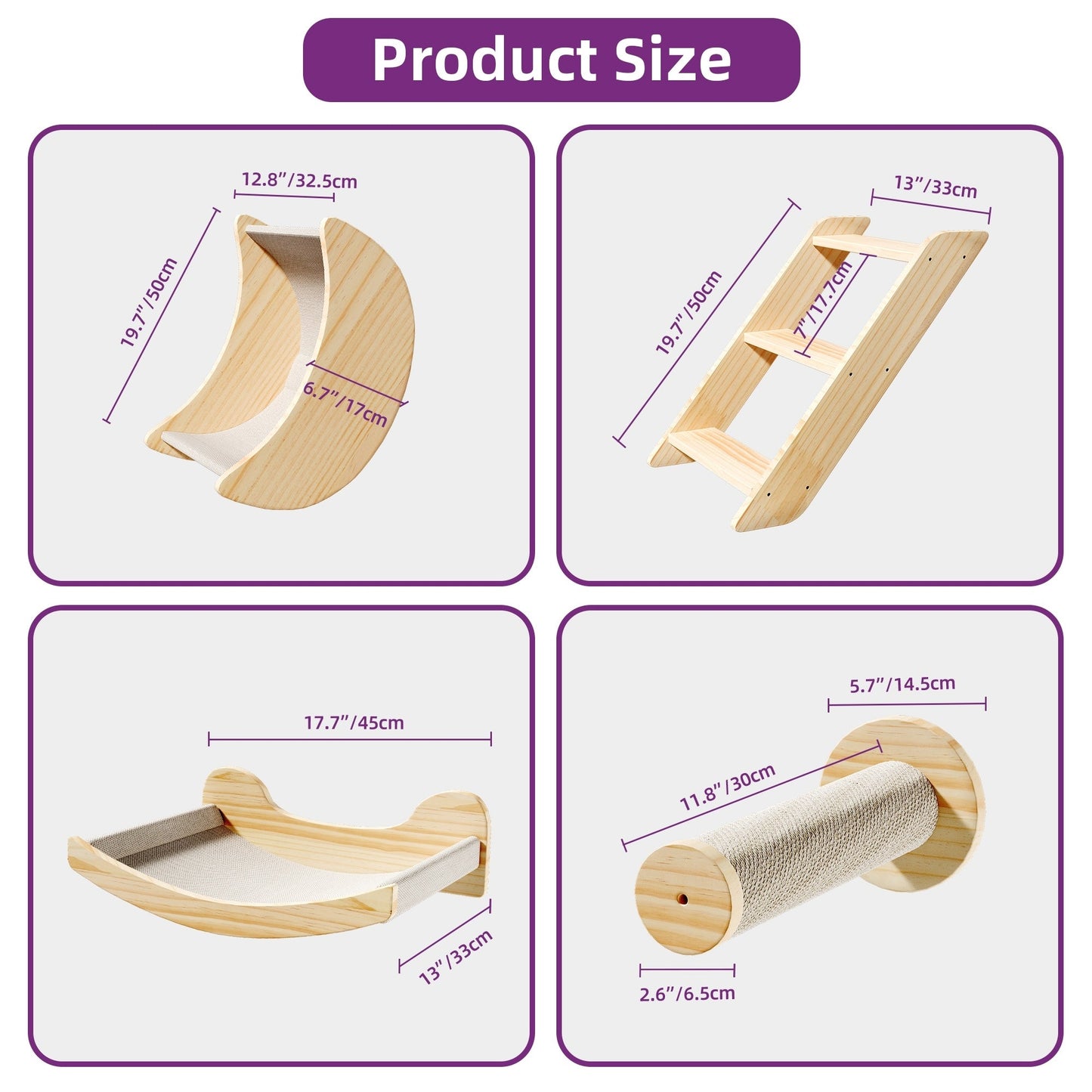 Ensemble d'étagères murales pour chat Moasis Ensemble d'escalade pour chat en bois fixé au mur