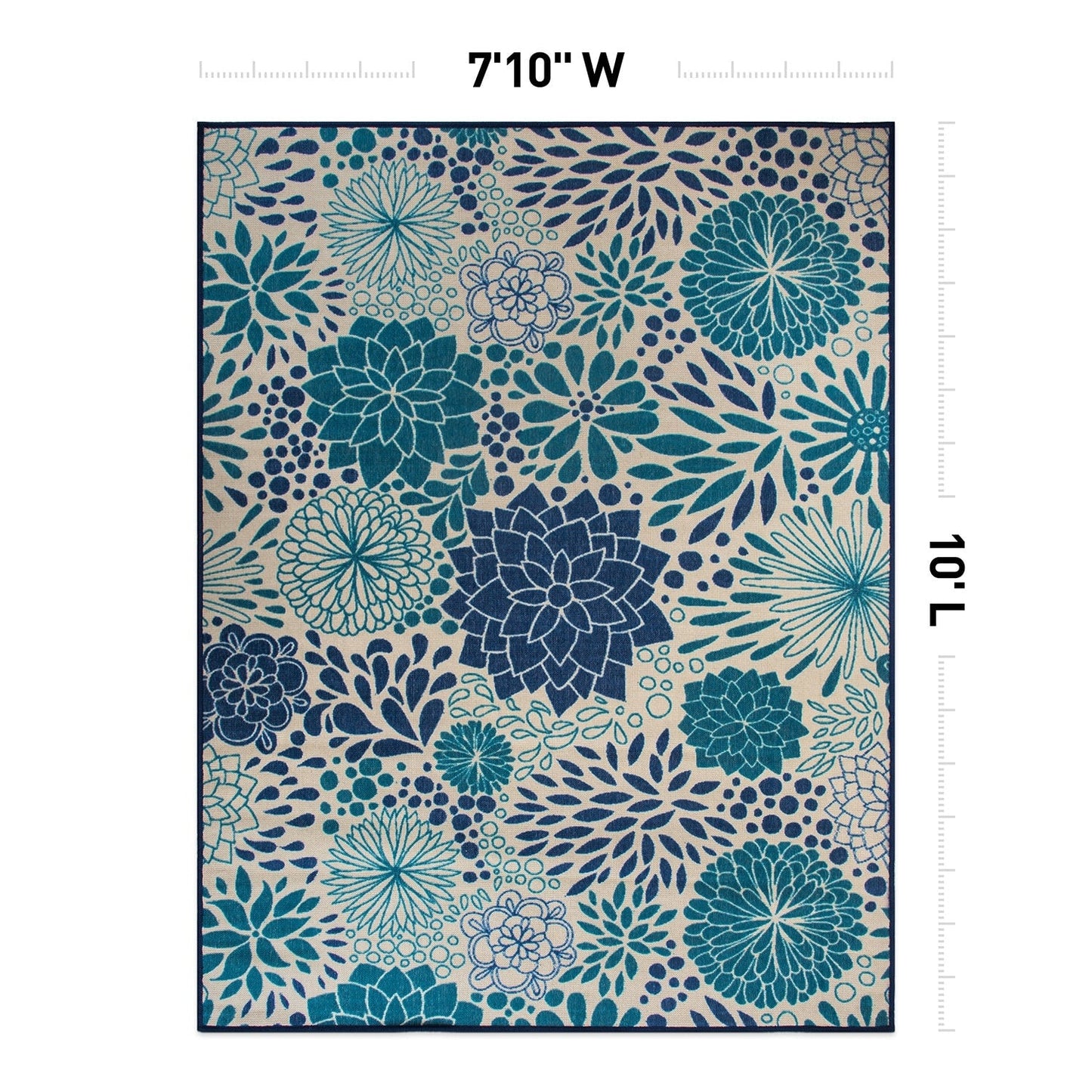Tapis d'intérieur/extérieur tissé à plat à motifs floraux modernes
