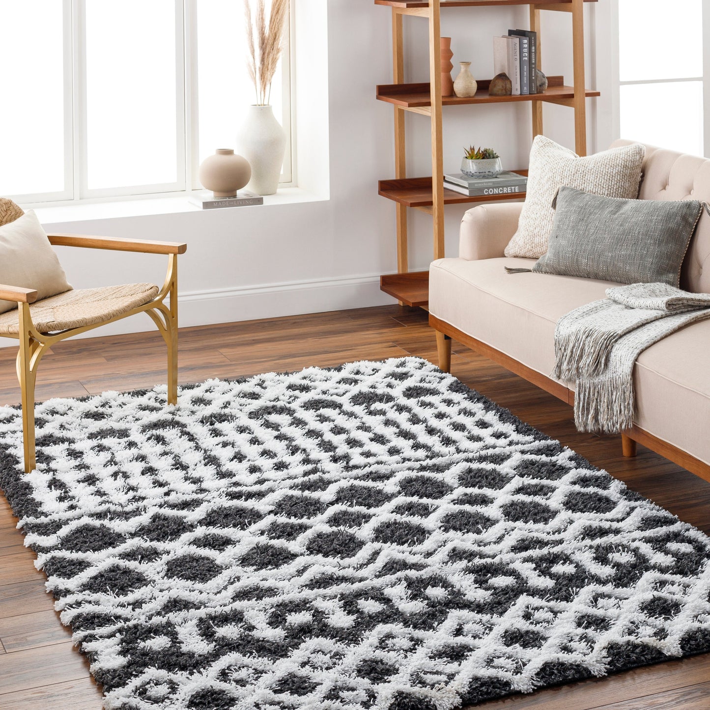 Tapis à poils longs géométrique marocain Newton de Livabliss