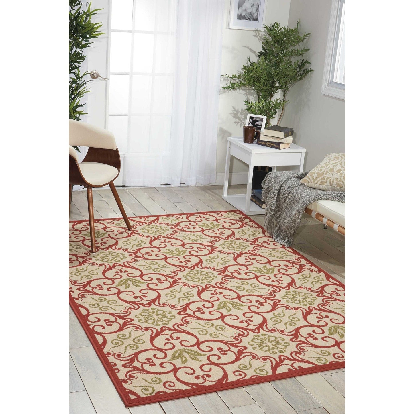Tapis d'intérieur/extérieur géométrique floral des Caraïbes Nourison