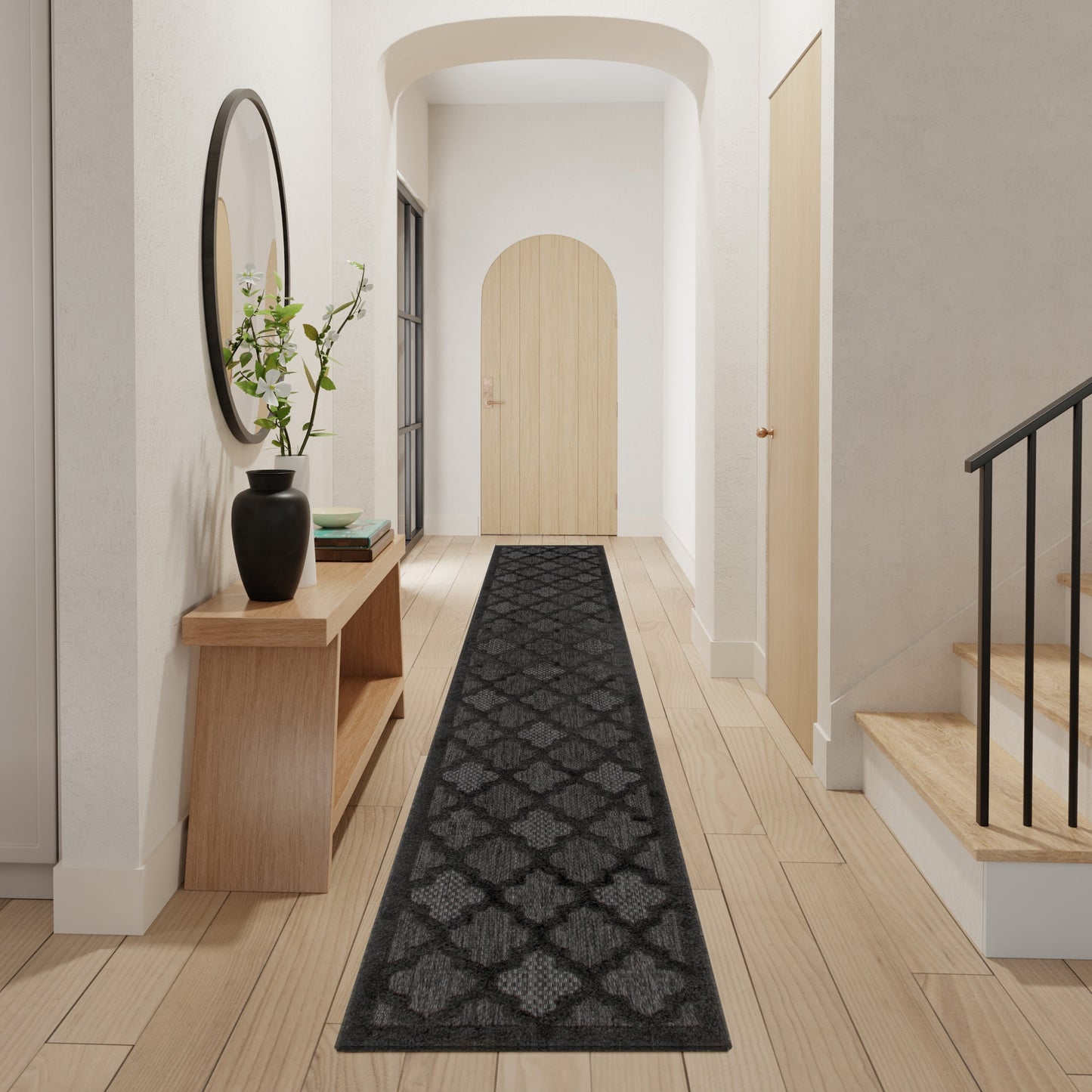 Tapis marocain en treillis Nourison, facile d'entretien, pour intérieur et extérieur