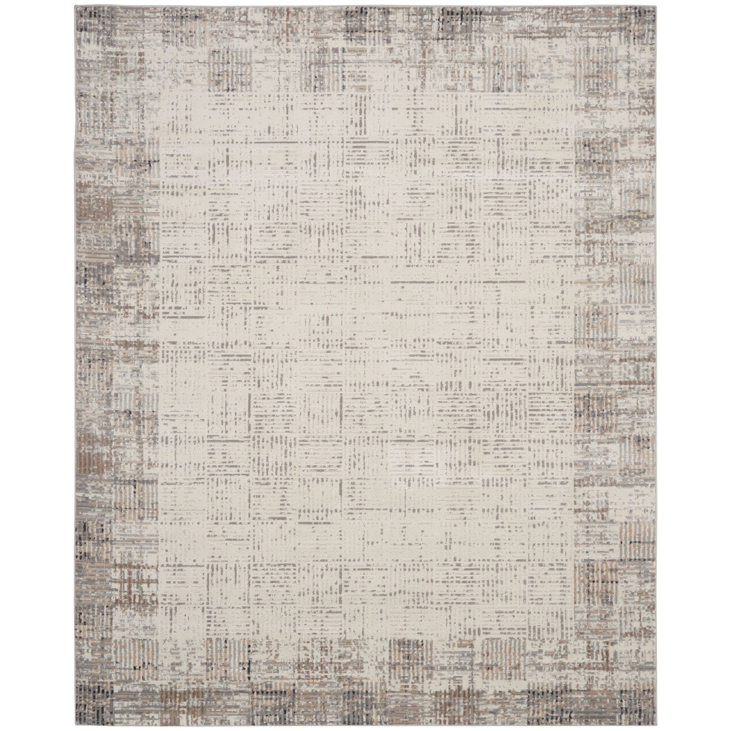 Tapis abstrait gris ivoire Nourison Emily pour l'intérieur uniquement