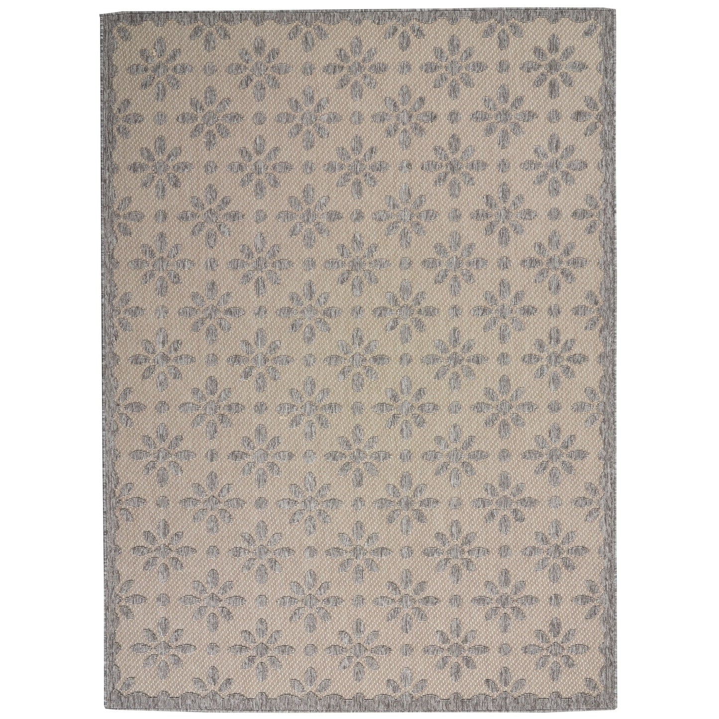 Tapis d'intérieur et d'extérieur géométrique moderne à motif floral et haut-bas Nourison Palamos
