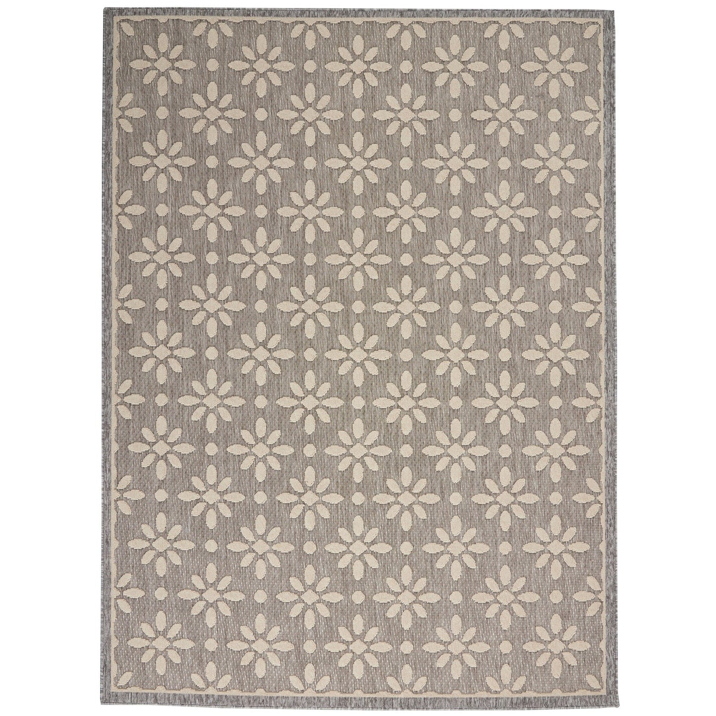 Tapis d'intérieur et d'extérieur géométrique moderne à motif floral et haut-bas Nourison Palamos