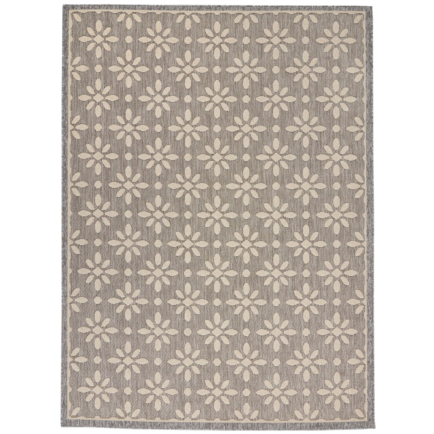 Tapis d'intérieur et d'extérieur géométrique moderne à motif floral et haut-bas Nourison Palamos