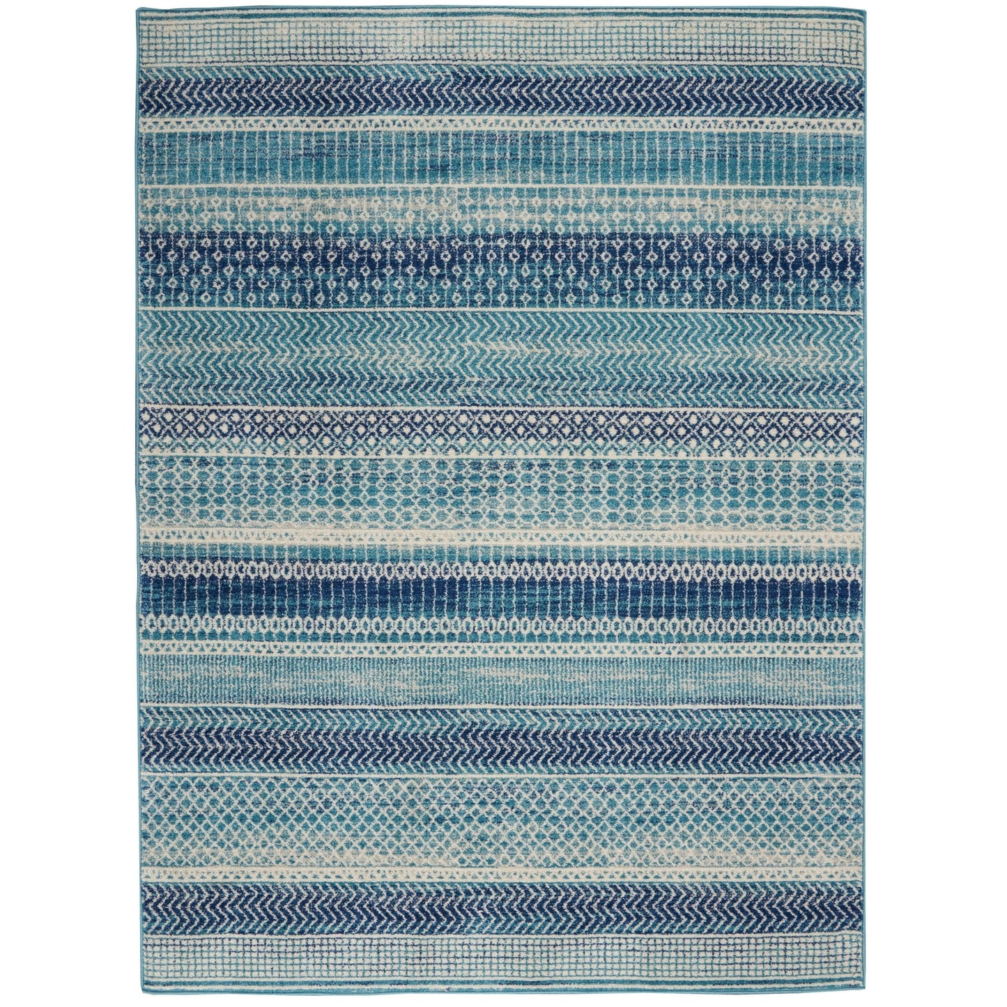 Tapis géométrique côtier bleu indigo Nourison Passion