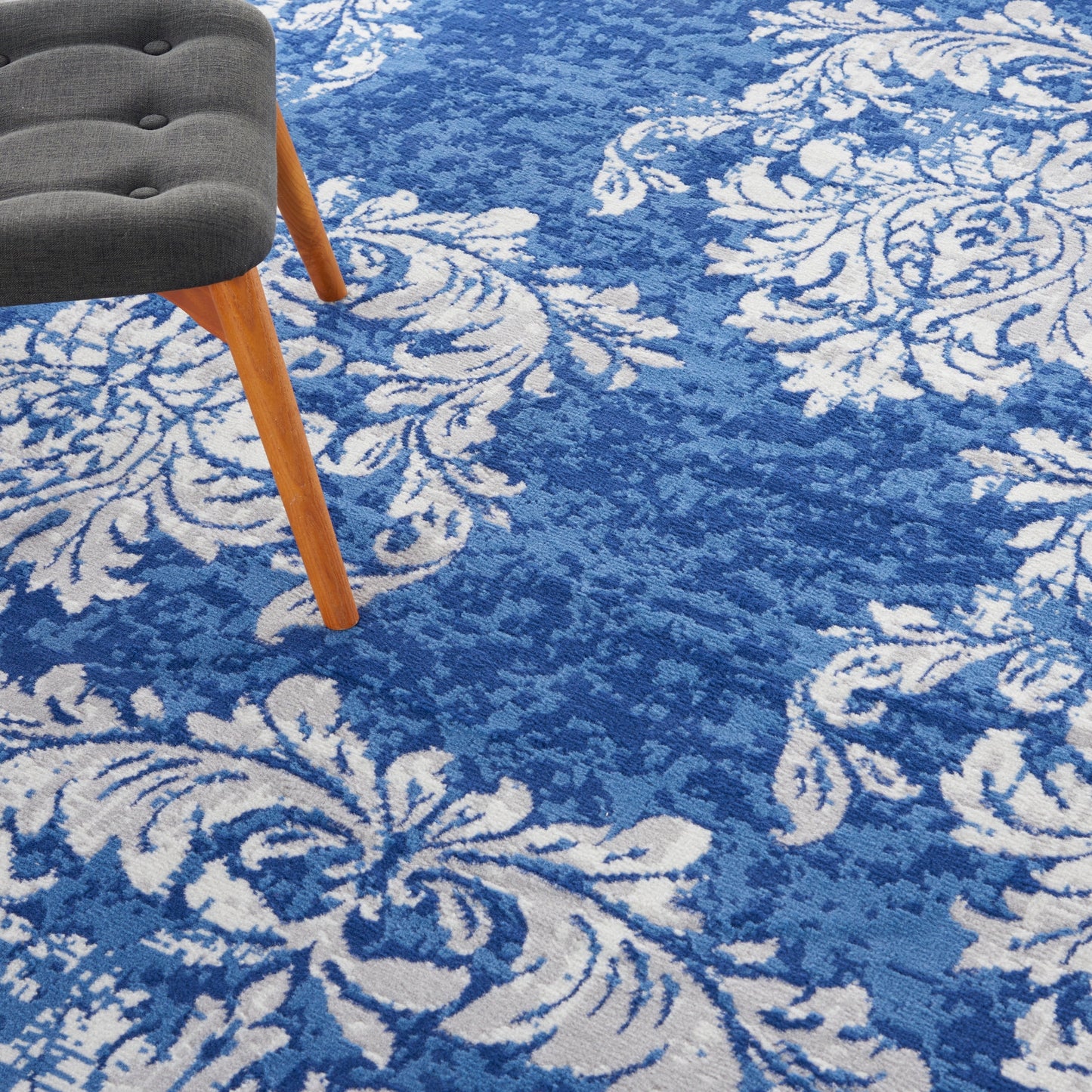 Tapis botanique Nourison Whimsicle French Country Ivoire Bleu marine