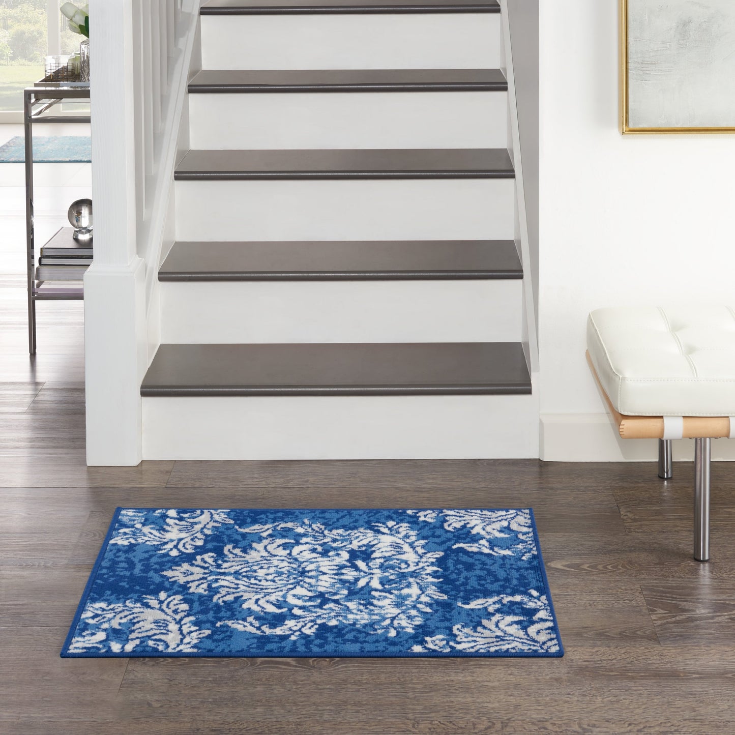 Tapis botanique Nourison Whimsicle French Country Ivoire Bleu marine