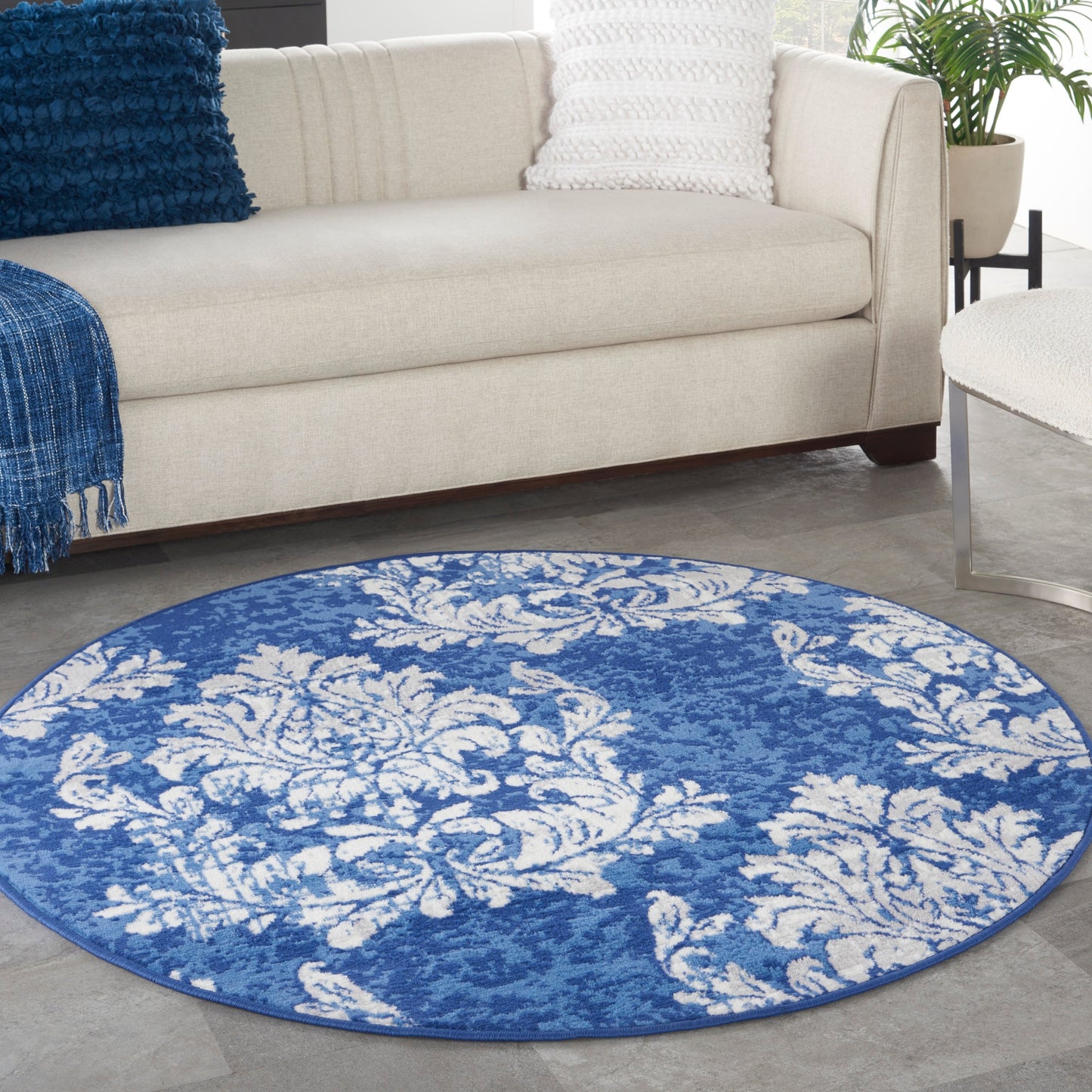Tapis botanique Nourison Whimsicle French Country Ivoire Bleu marine