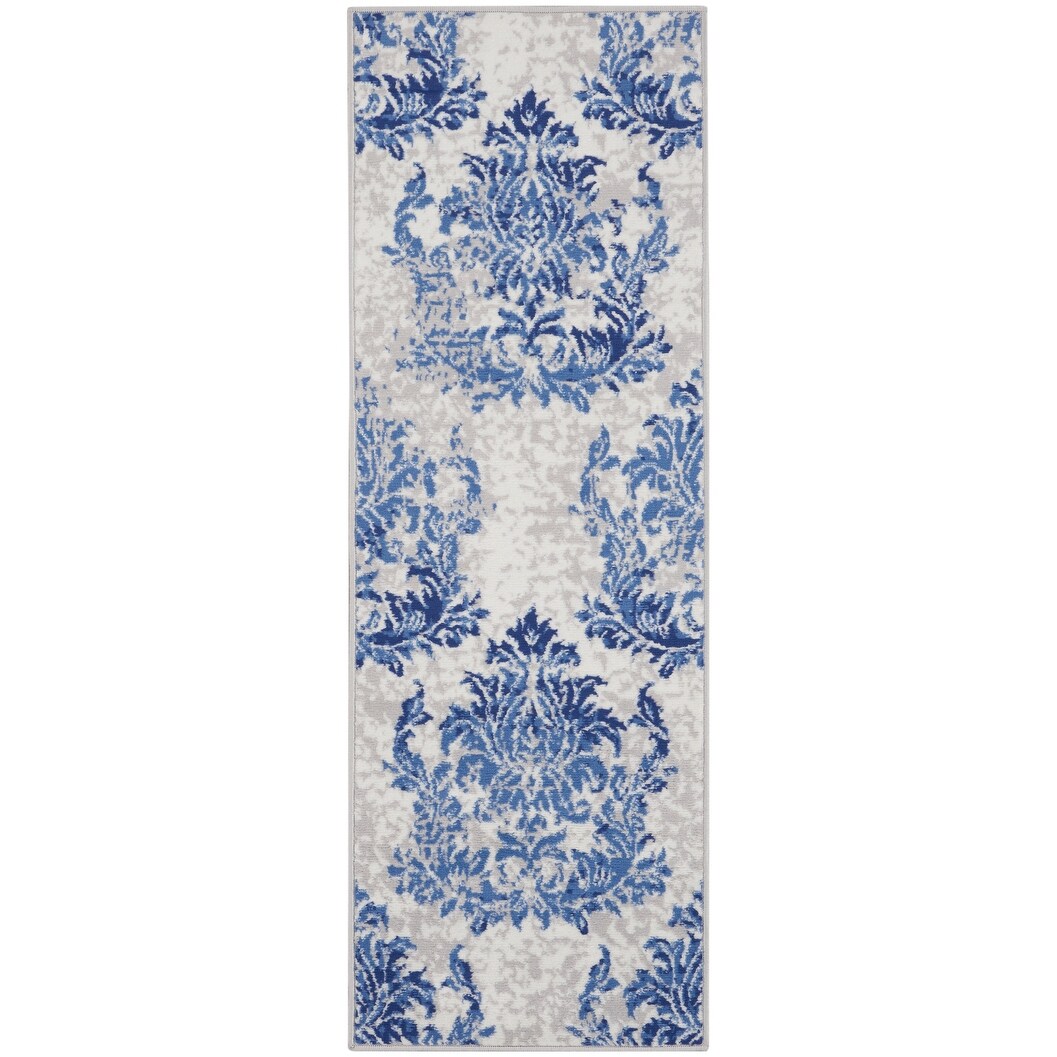 Tapis botanique Nourison Whimsicle French Country Ivoire Bleu marine