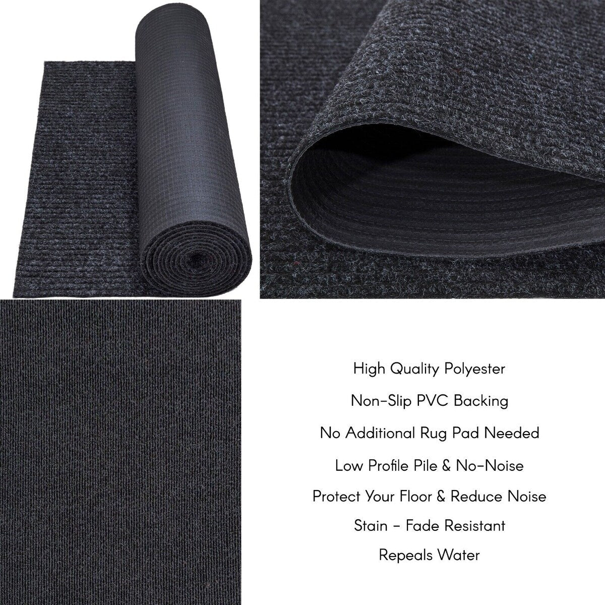 Tapis de couloir extérieur/intérieur sur mesure de 36'' de large x votre choix de longueur avec support en PVC antidérapant
