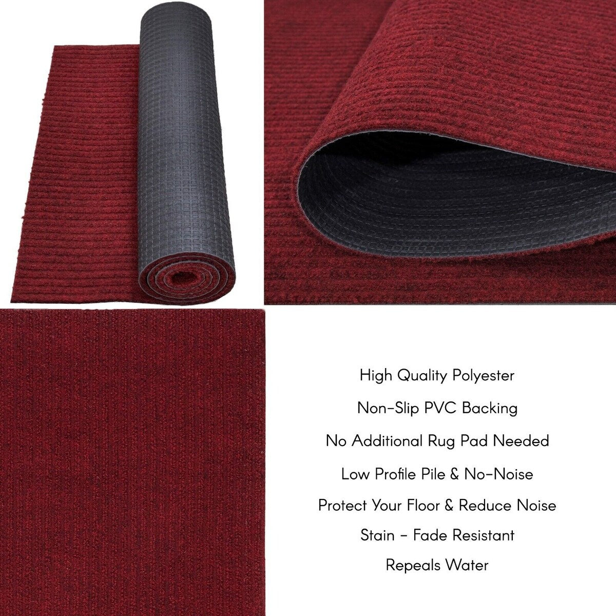 Tapis de couloir extérieur/intérieur sur mesure de 36'' de large x votre choix de longueur avec support en PVC antidérapant