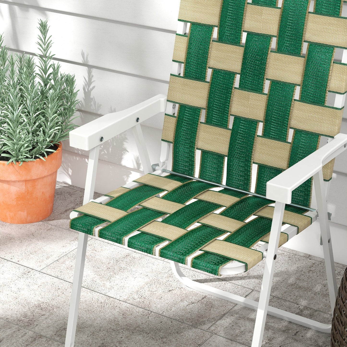 Outsunny Lot de 4 chaises pliantes de jardin, chaises de camping classiques, chaises de jardin portables pour le camping