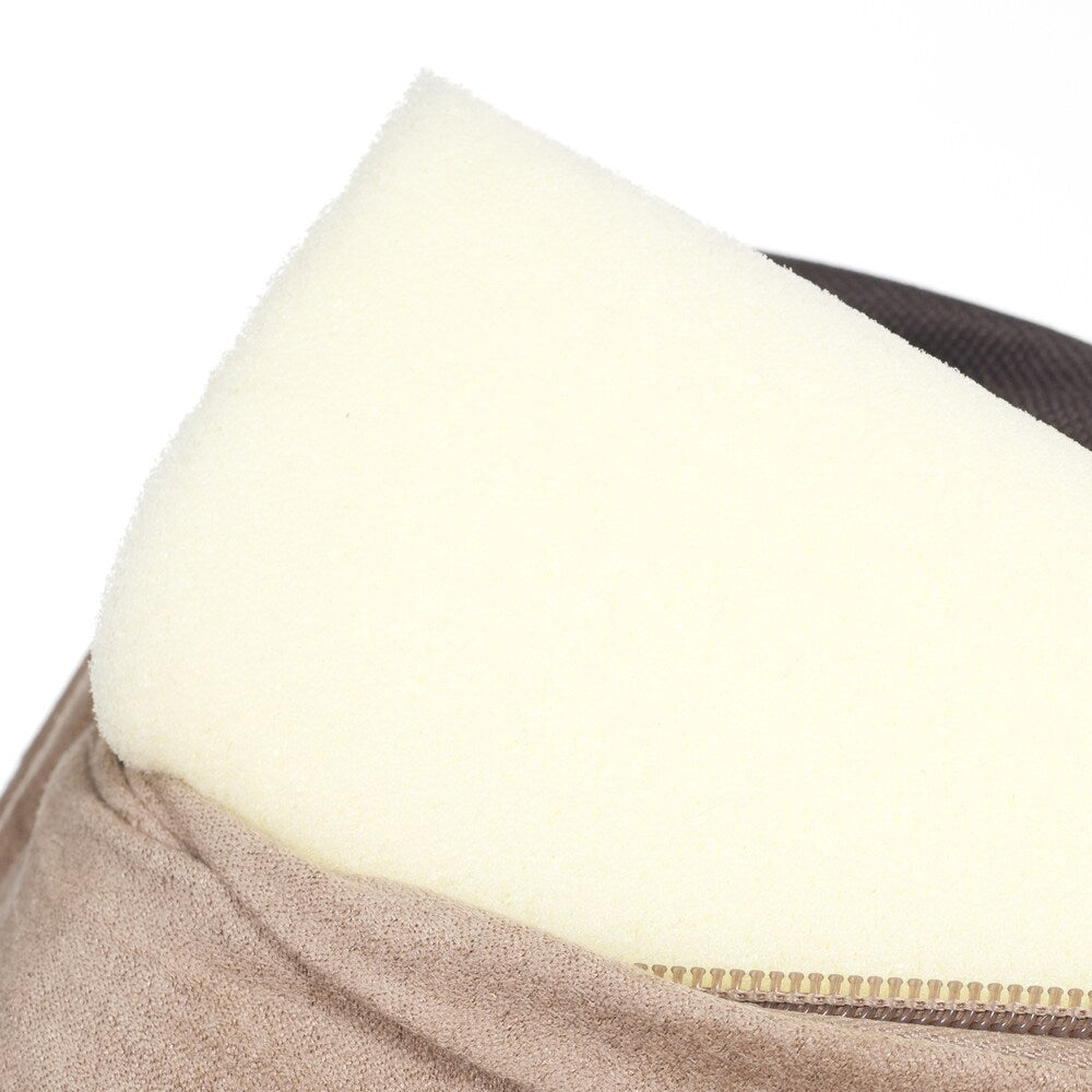 Lit pour animal de compagnie beige/noir - Canapé orthopédique 3 couches pour chien avec gel rafraîchissant, mousse à mémoire de forme et renfort de nuque