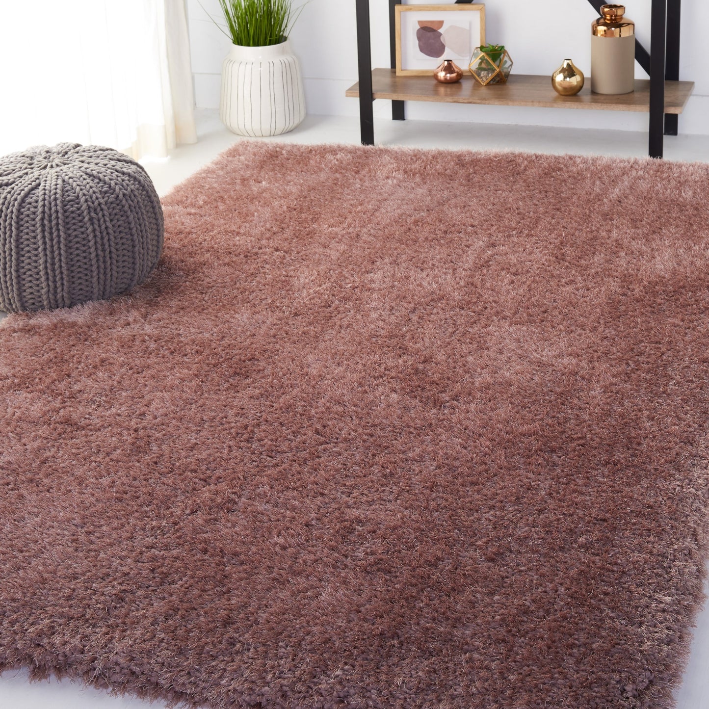 Tapis Shaggy de luxe SAFAVIEH Bahija Rudina de 7,6 cm d'épaisseur