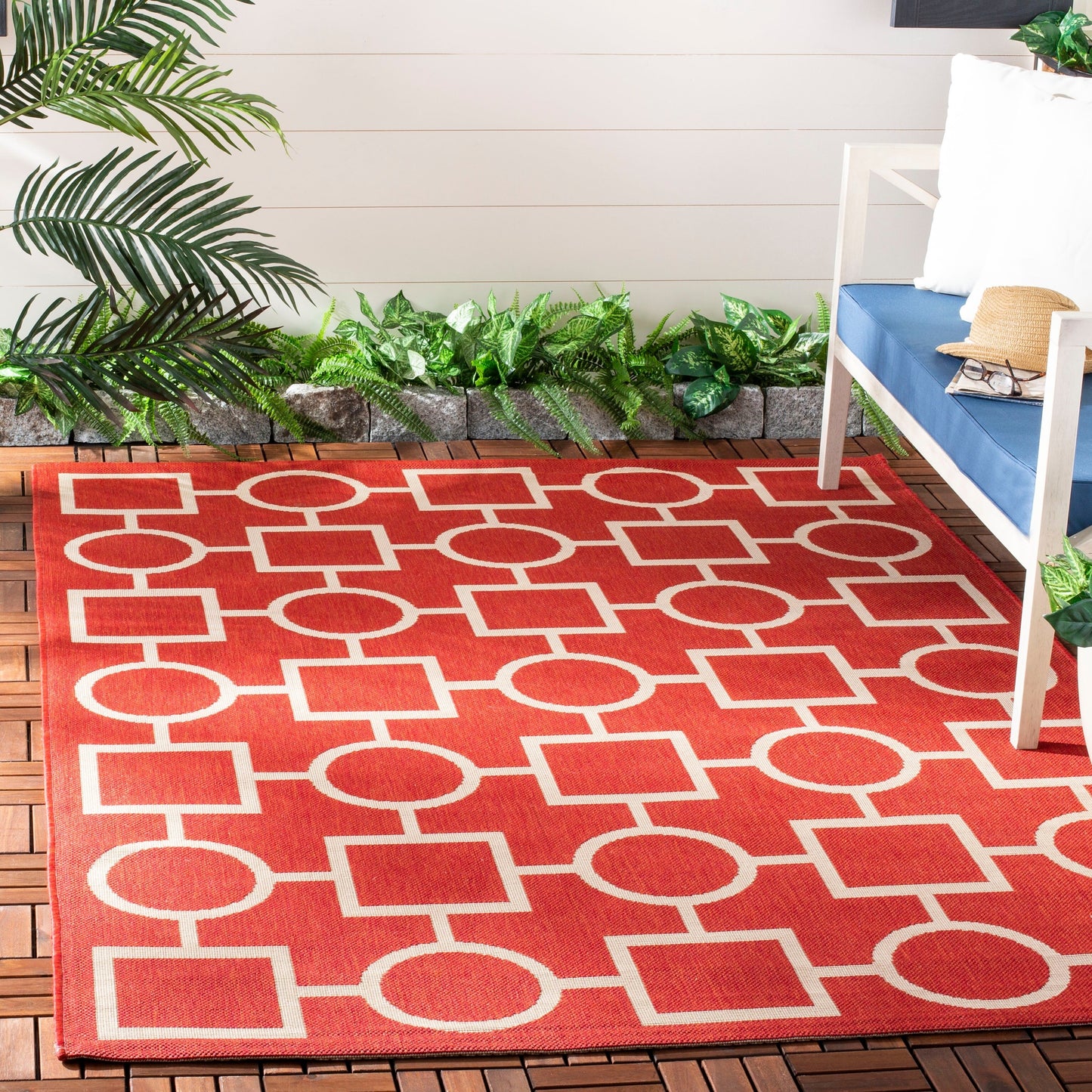 Tapis de jardin imperméable pour intérieur/extérieur SAFAVIEH Courtyard Lilya
