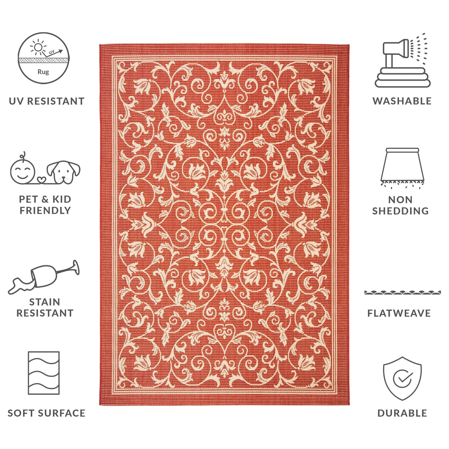 Tapis de jardin imperméable d'intérieur/extérieur SAFAVIEH Courtyard Miljeta