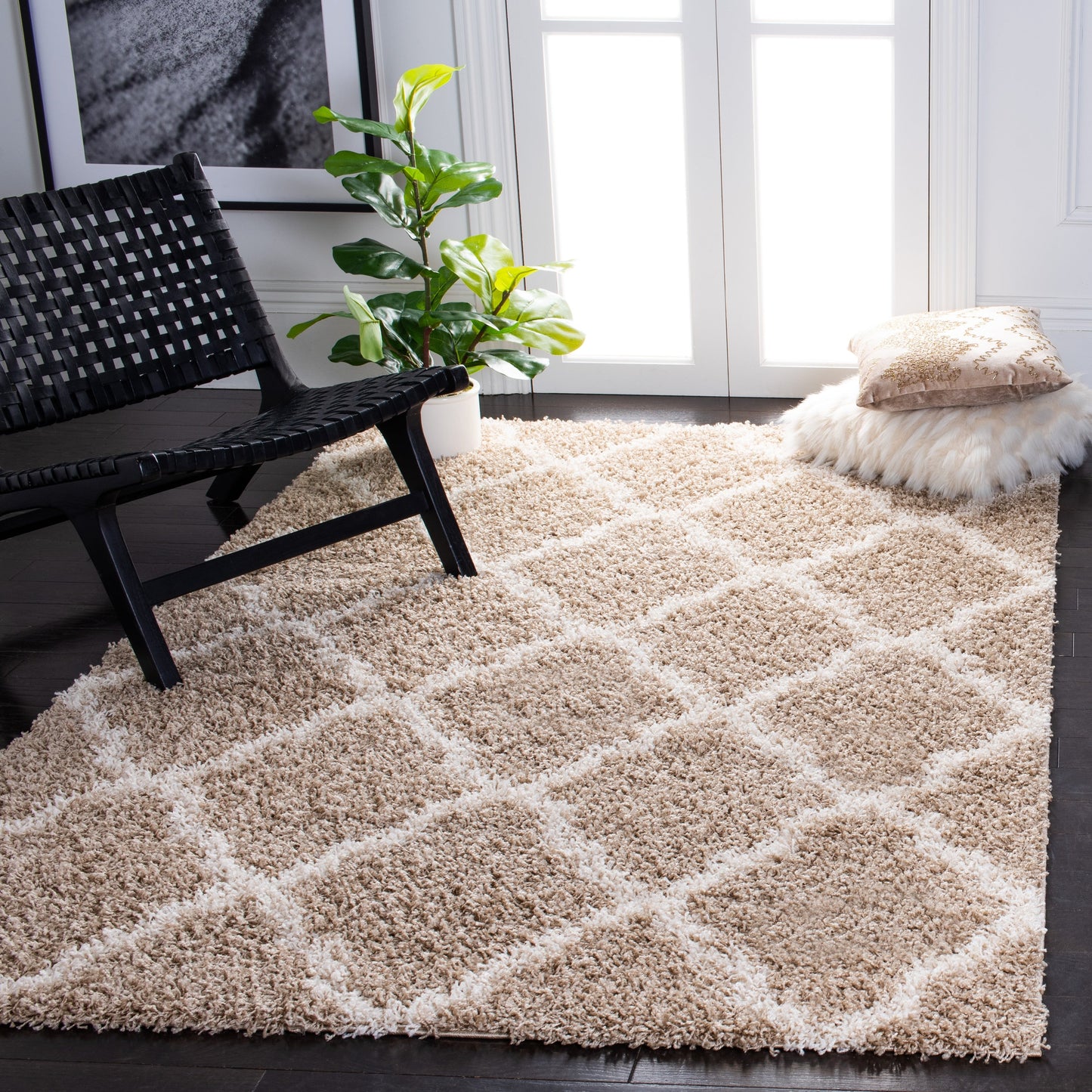 Tapis SAFAVIEH Dallas Shag Darina Trellis 1,5 pouce d'épaisseur