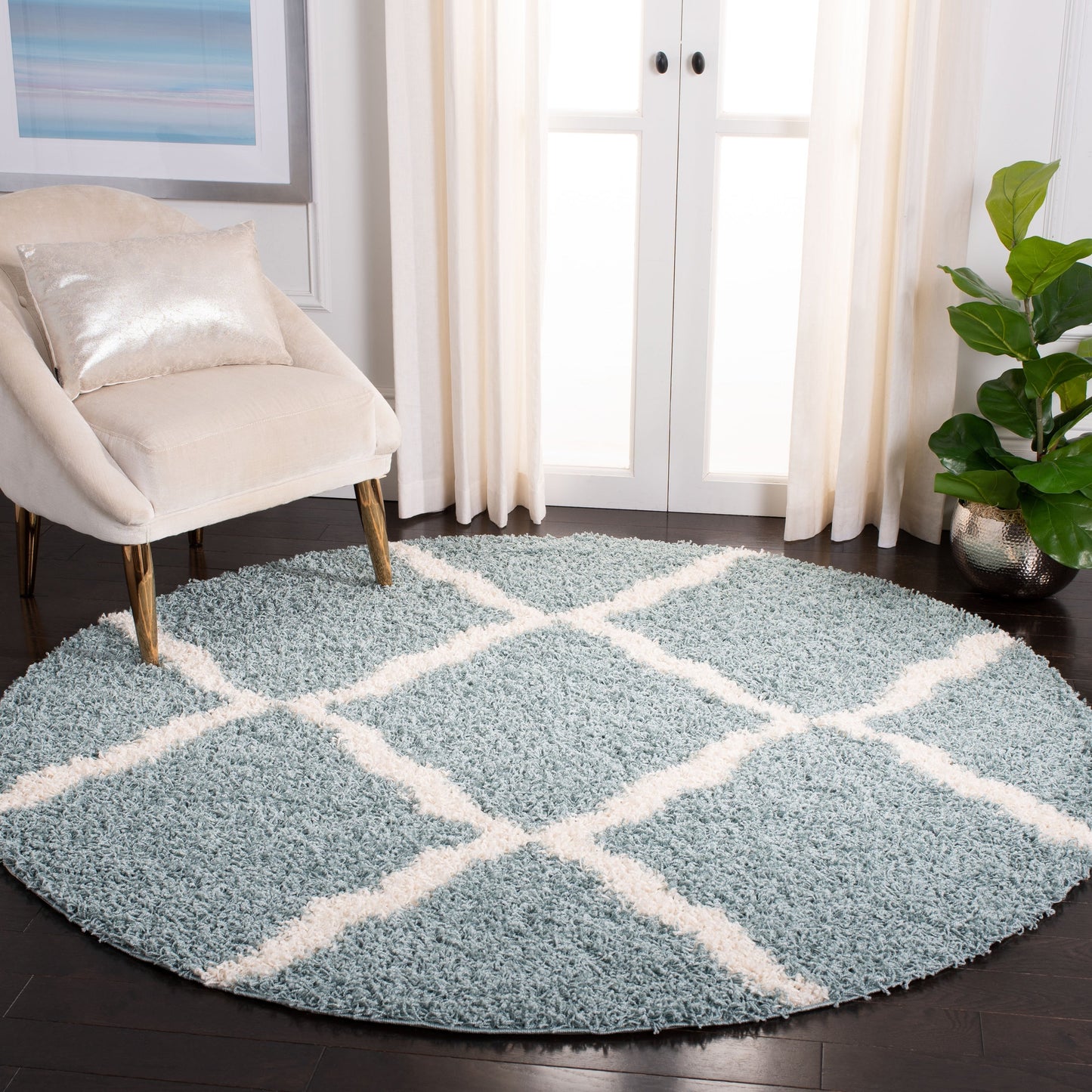 Tapis SAFAVIEH Dallas Shag Darina Trellis 1,5 pouce d'épaisseur
