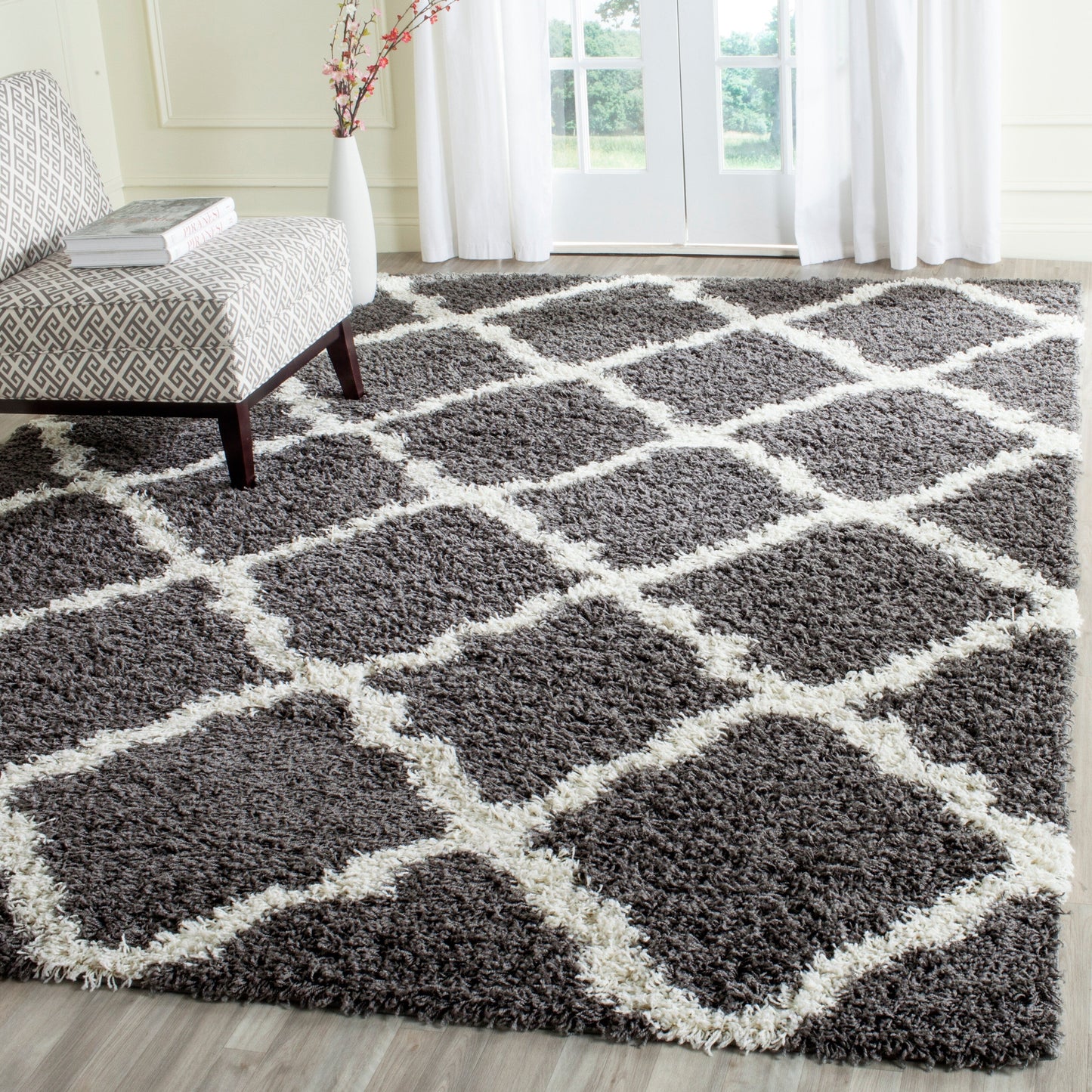 Tapis SAFAVIEH Dallas Shag Darina Trellis 1,5 pouce d'épaisseur