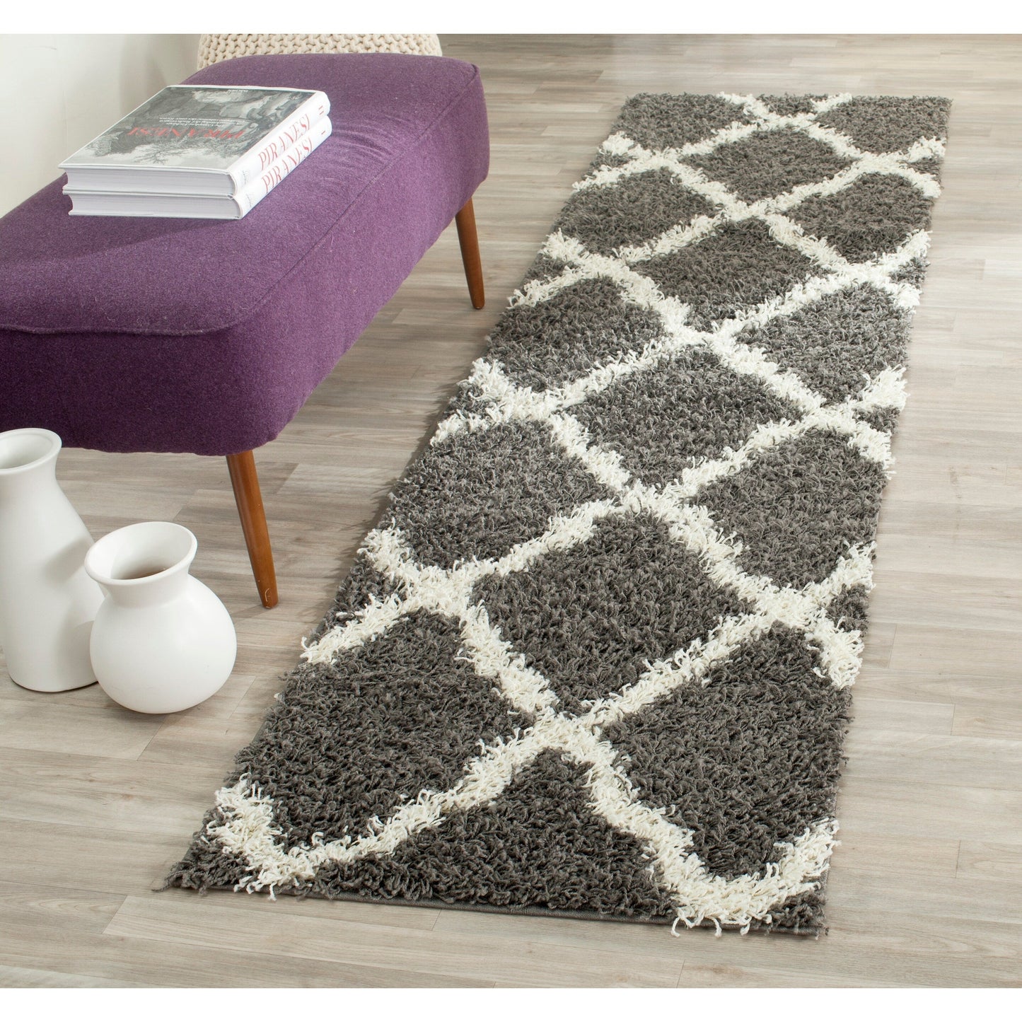 Tapis SAFAVIEH Dallas Shag Darina Trellis 1,5 pouce d'épaisseur