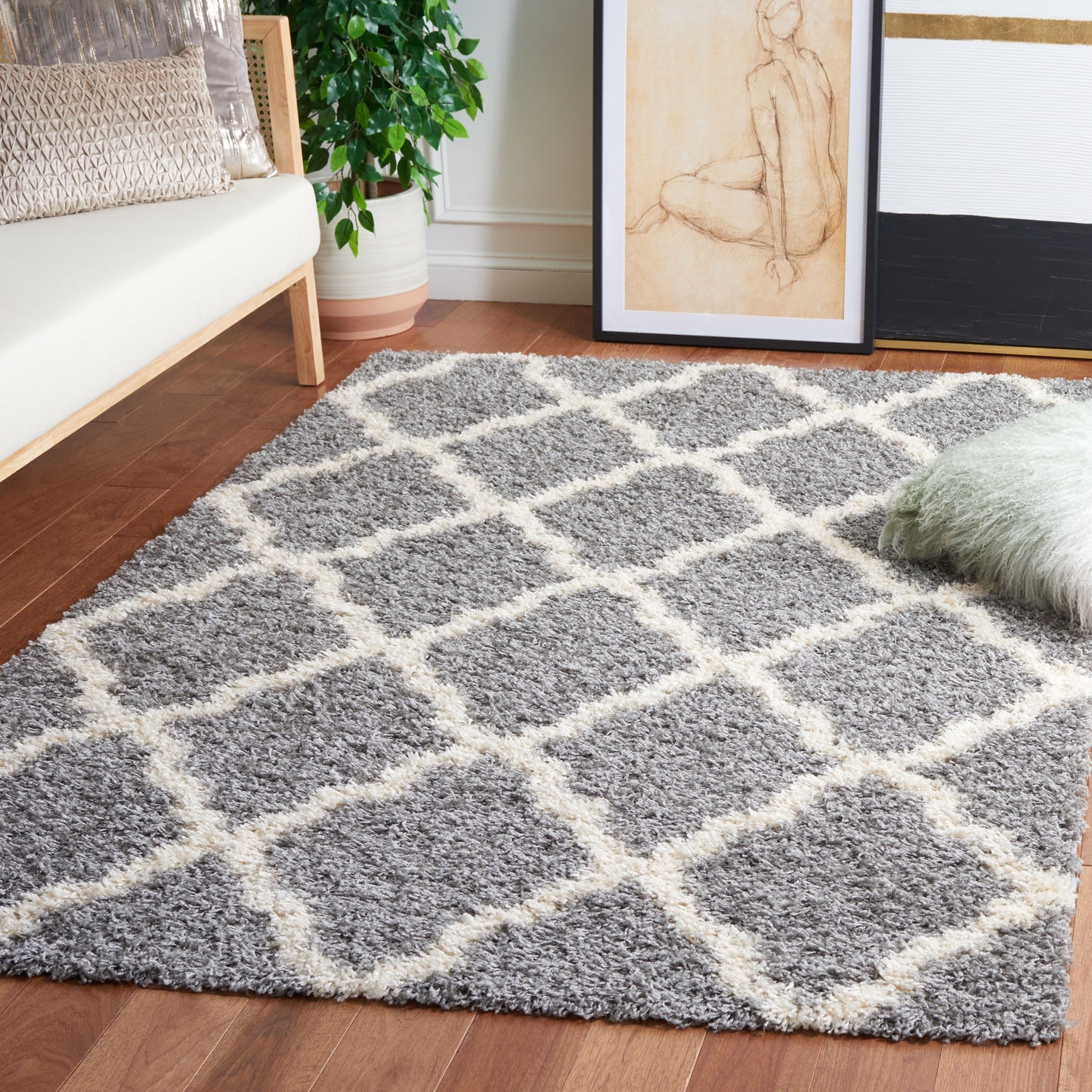 Tapis SAFAVIEH Dallas Shag Darina Trellis 1,5 pouce d'épaisseur