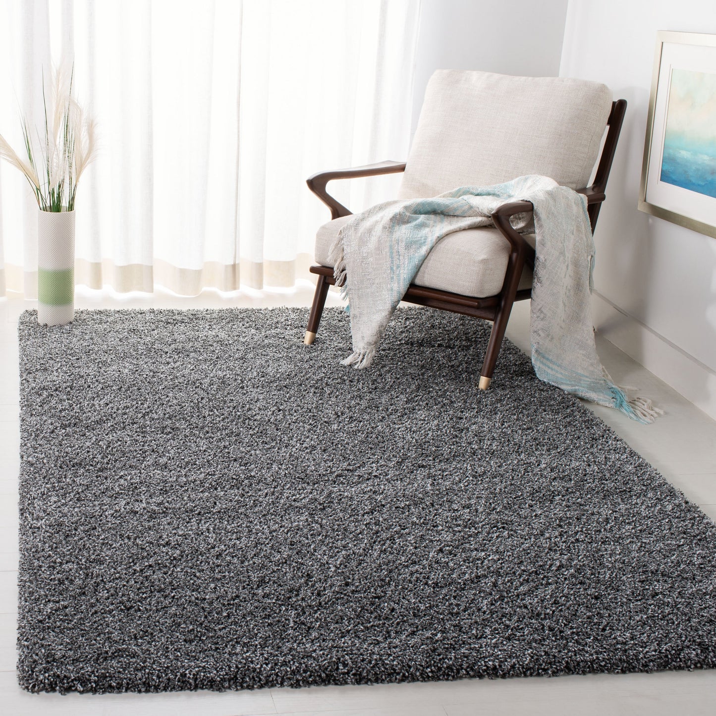 Tapis SAFAVIEH Evolution Shag Fransien Solid 1,8 pouce d'épaisseur