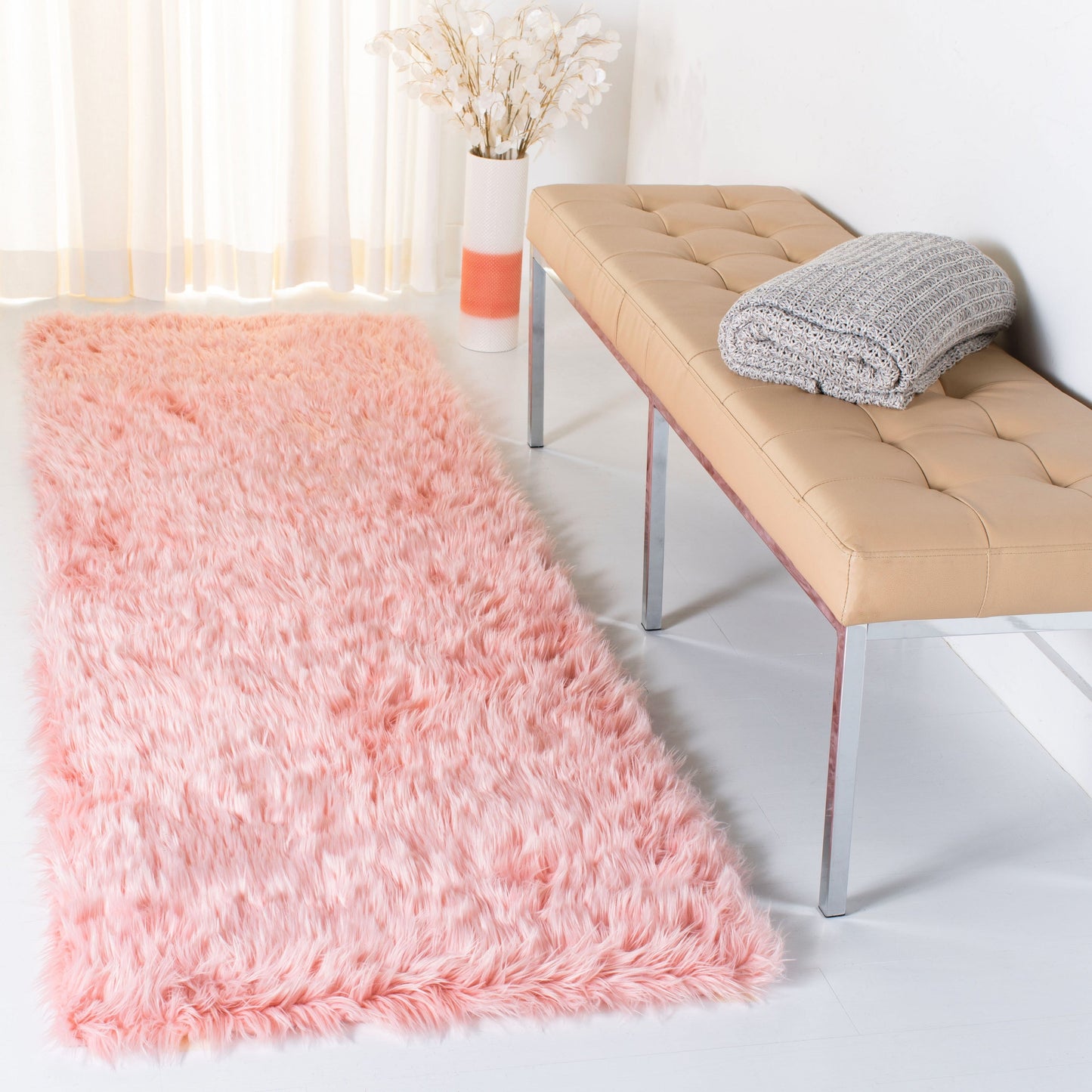 Tapis SAFAVIEH en fausse peau de mouton et soie, épaisseur 2,4 pouces