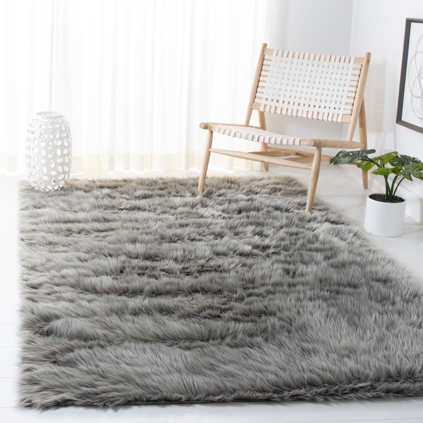 Tapis SAFAVIEH en fausse peau de mouton et soie, épaisseur 2,4 pouces