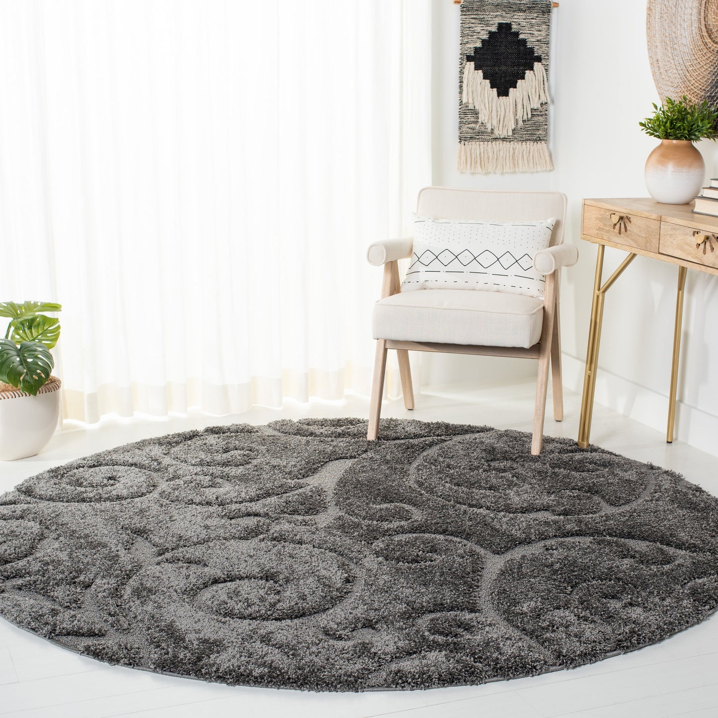 Tapis texturé épais SAFAVIEH Florida Ryung Shag Scroll de 1,2 pouce