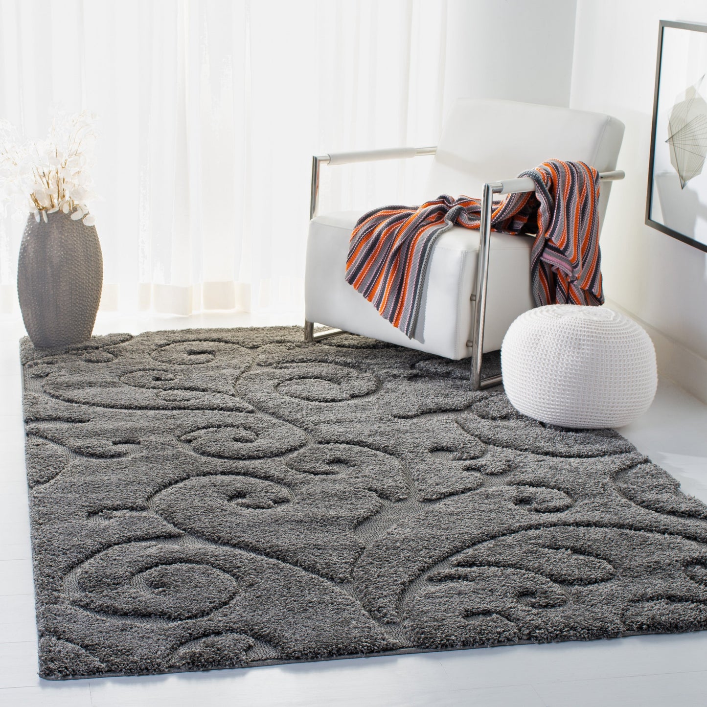 Tapis texturé épais SAFAVIEH Florida Ryung Shag Scroll de 1,2 pouce